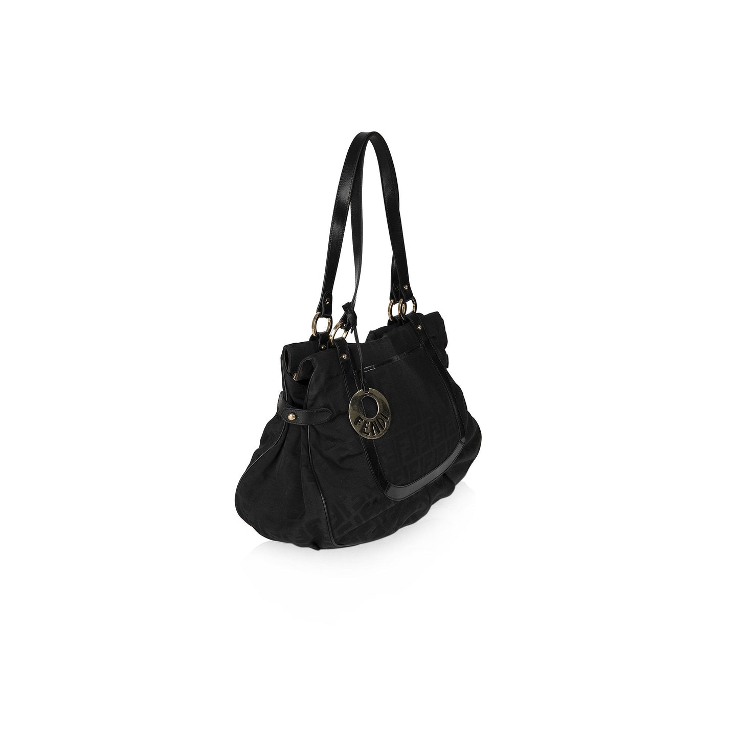 Fendi Zucca Chef Shoulder Bag Black Large