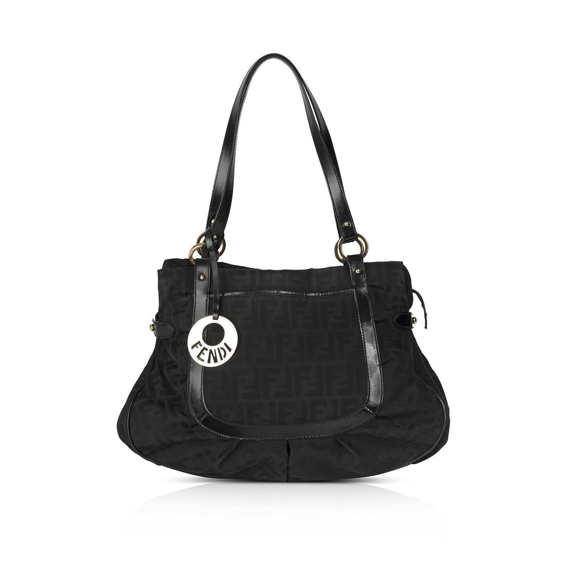 Fendi Zucca Chef Shoulder Bag Black Large
