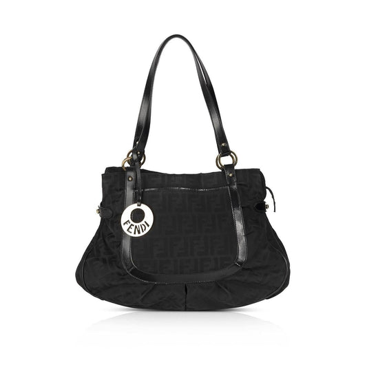 Fendi Zucca Chef Shoulder Bag Black Large