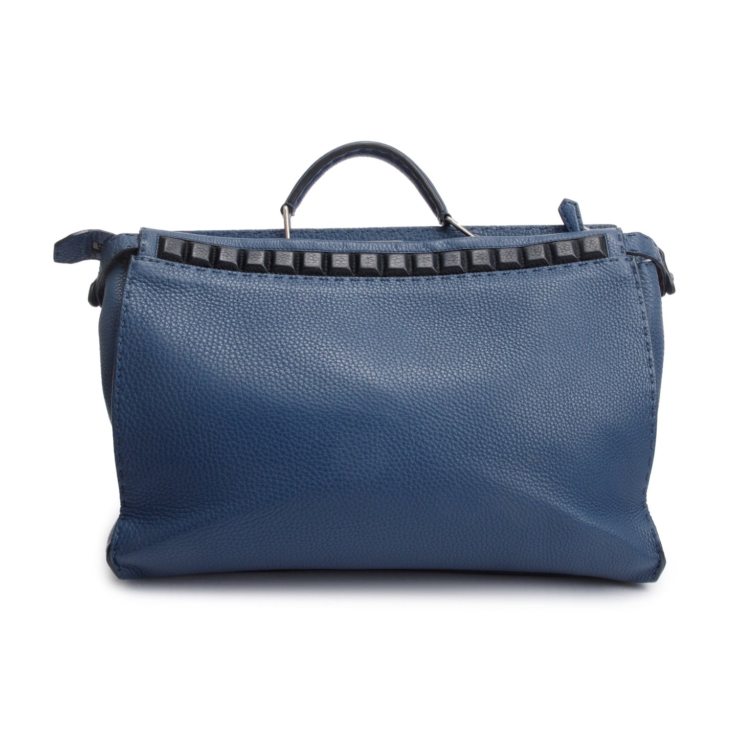 Fendi Selleria Studded Xl Peekaboo Bag Leather Blue Travel Bag