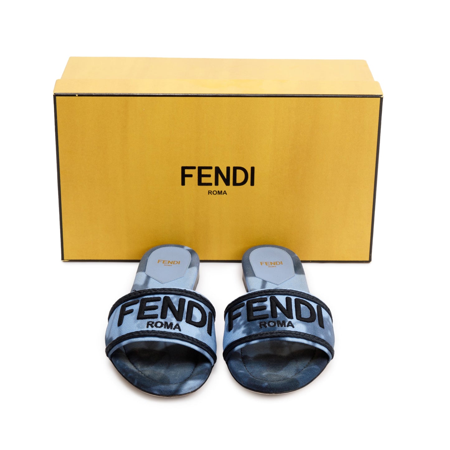 Fendi Signature Roma Slides Size Travel Bag Canvas Blue