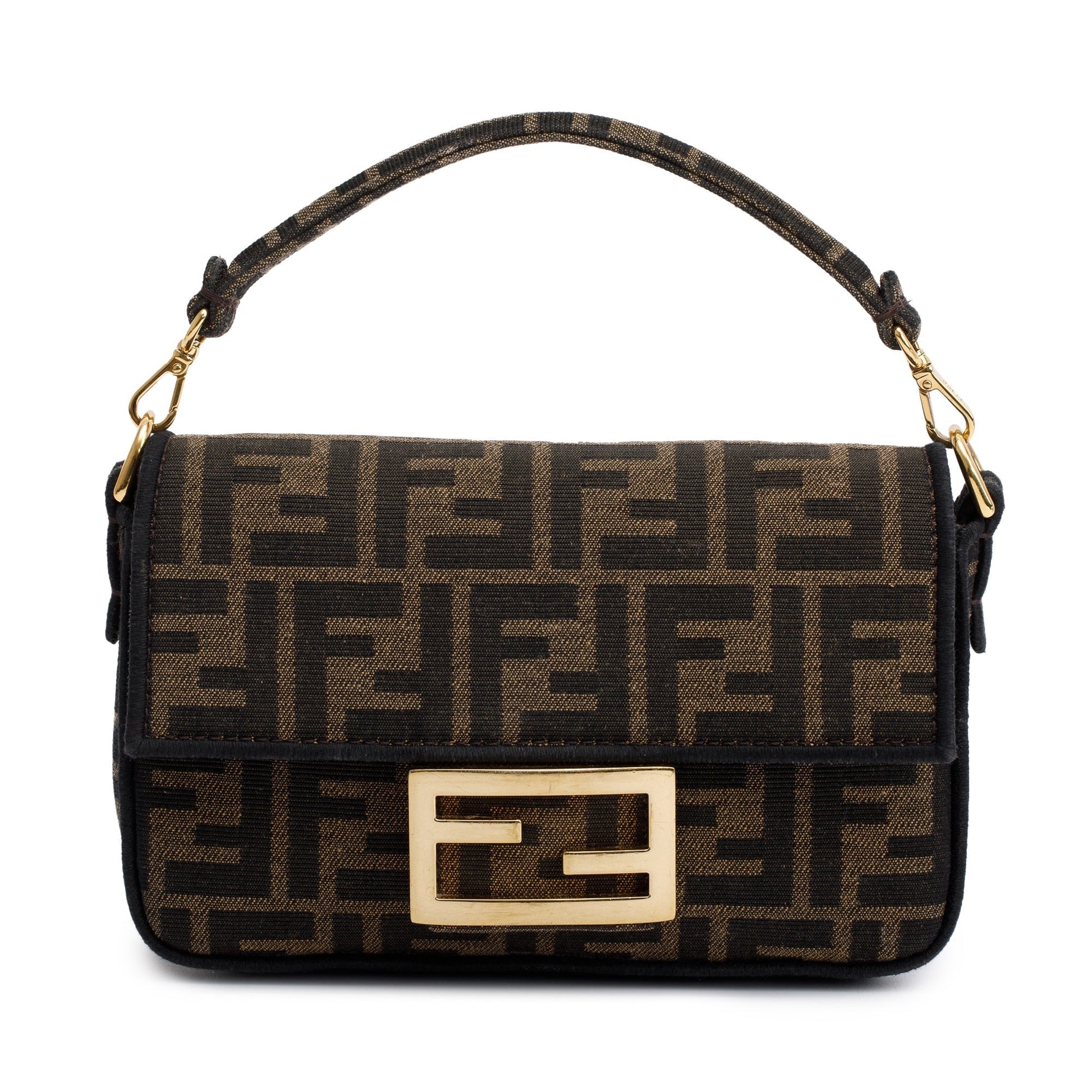 Fendi Ff Zucca Be Baguette Crossbody Brown Mini Crossbody Bag