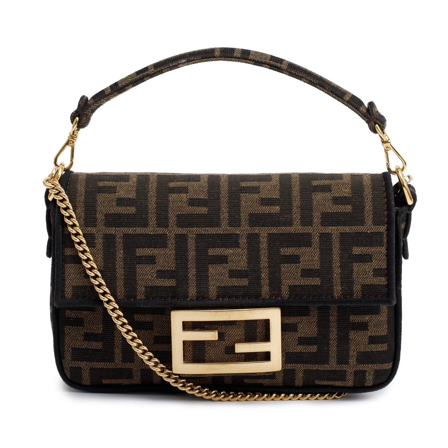 Fendi Ff Zucca Be Baguette Crossbody Brown Mini Crossbody Bag