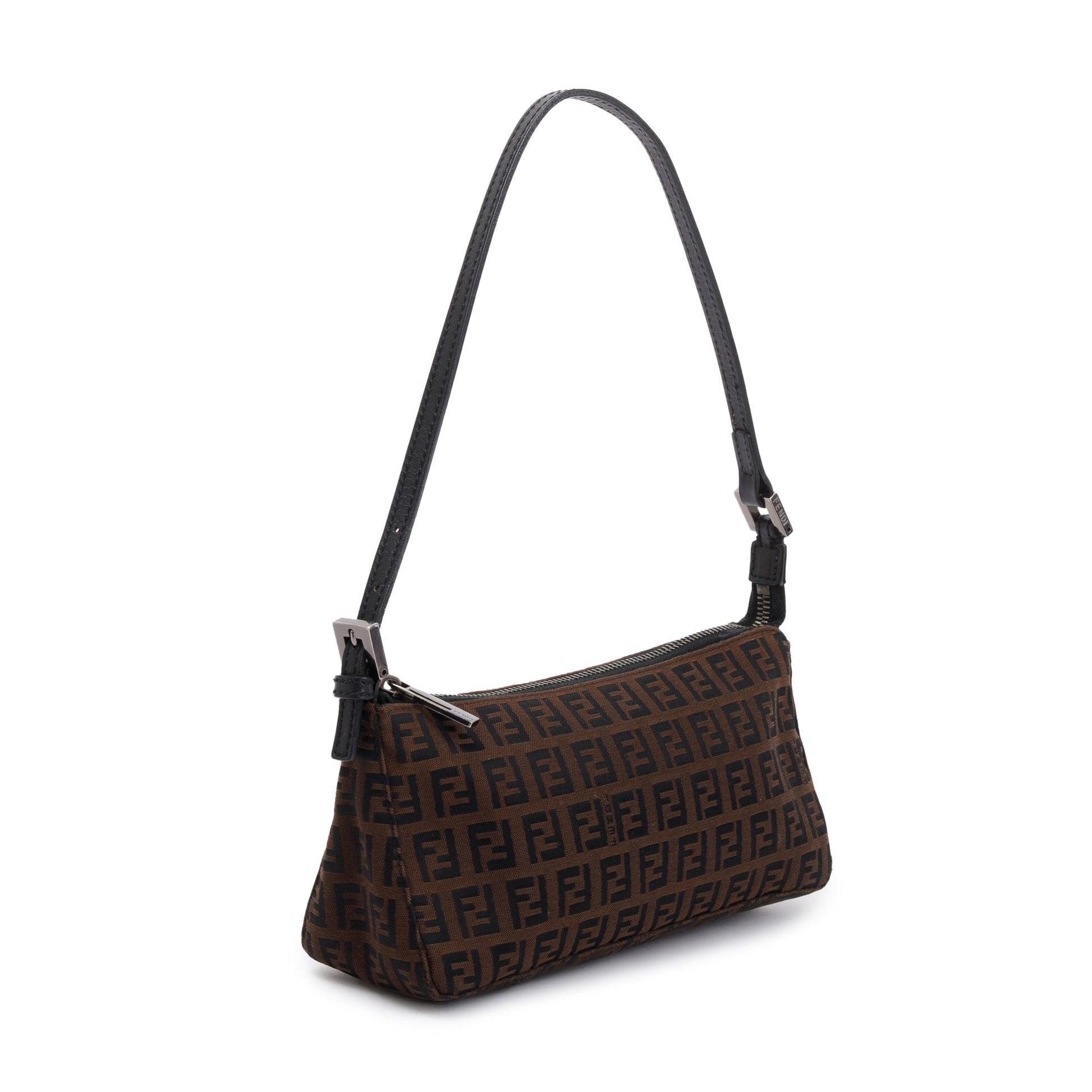 Fendi Ff Zucchino Pochette Travel Bag Canvas Brown