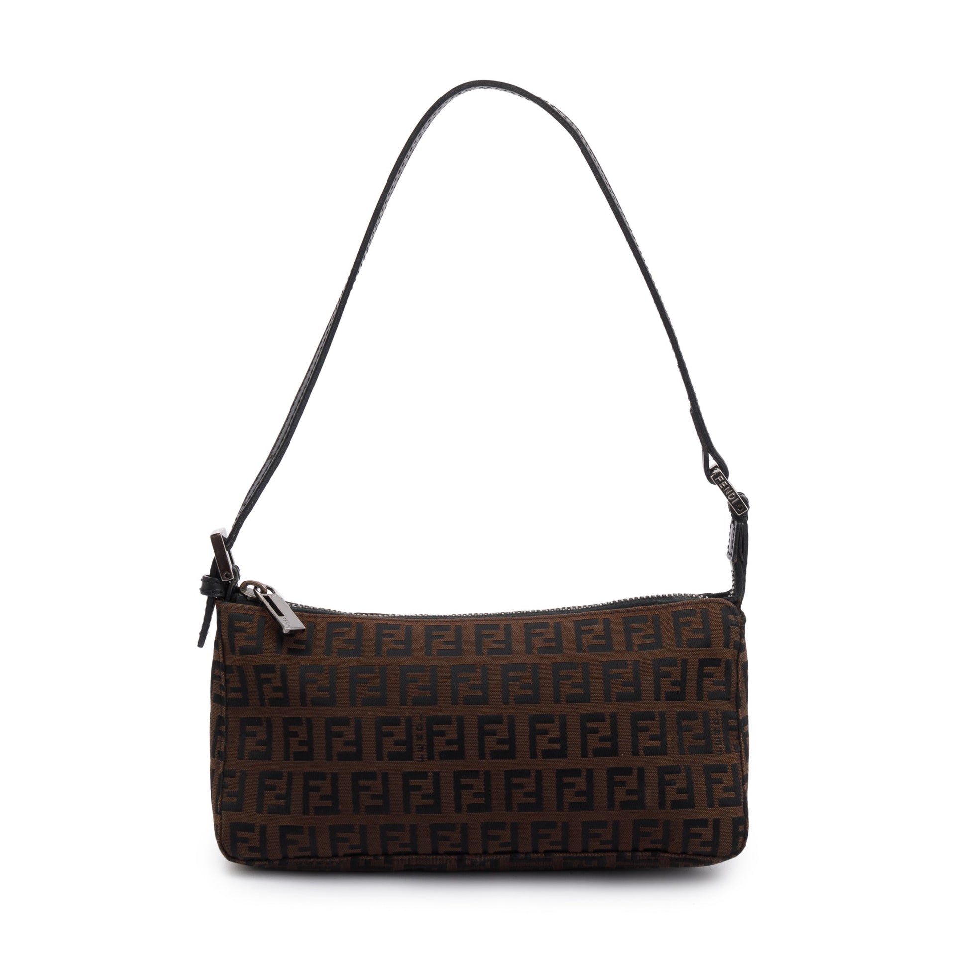 Fendi Ff Zucchino Pochette Travel Bag Canvas Brown