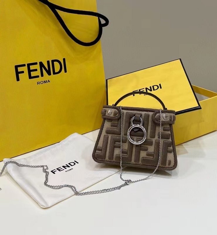 Fendi Peekaboo Bag Brown Mini Travel Bag Mini Bag Bfnd9941