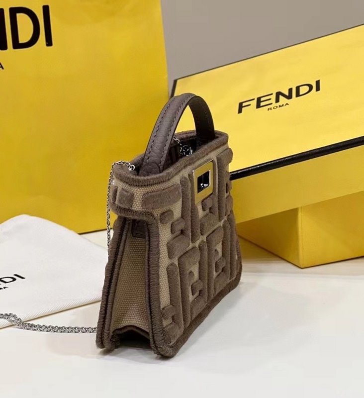 Fendi Peekaboo Bag Brown Mini Travel Bag Mini Bag Bfnd9941
