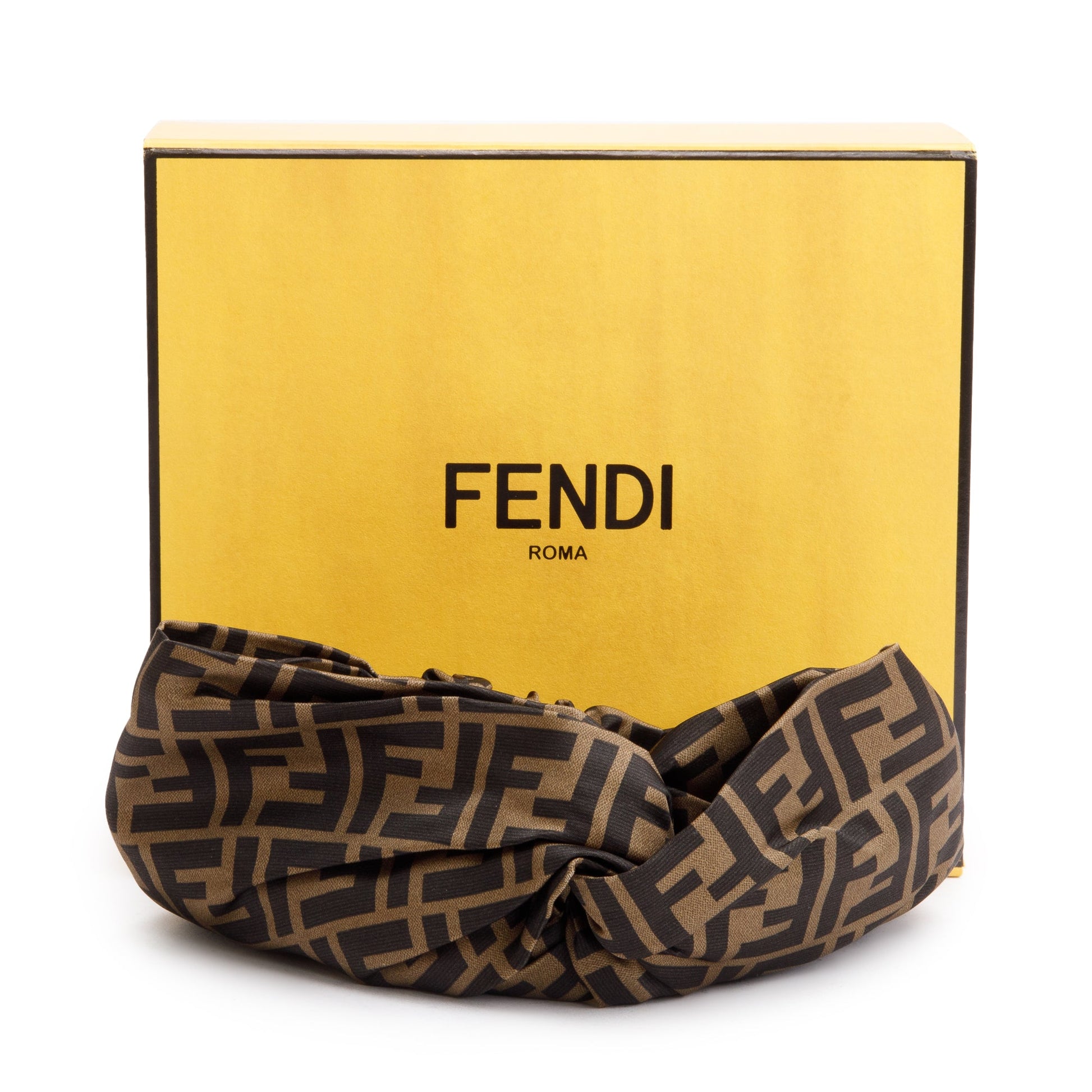 Fendi Silk Zucca Ff Headband Travel Bag Brown Logo