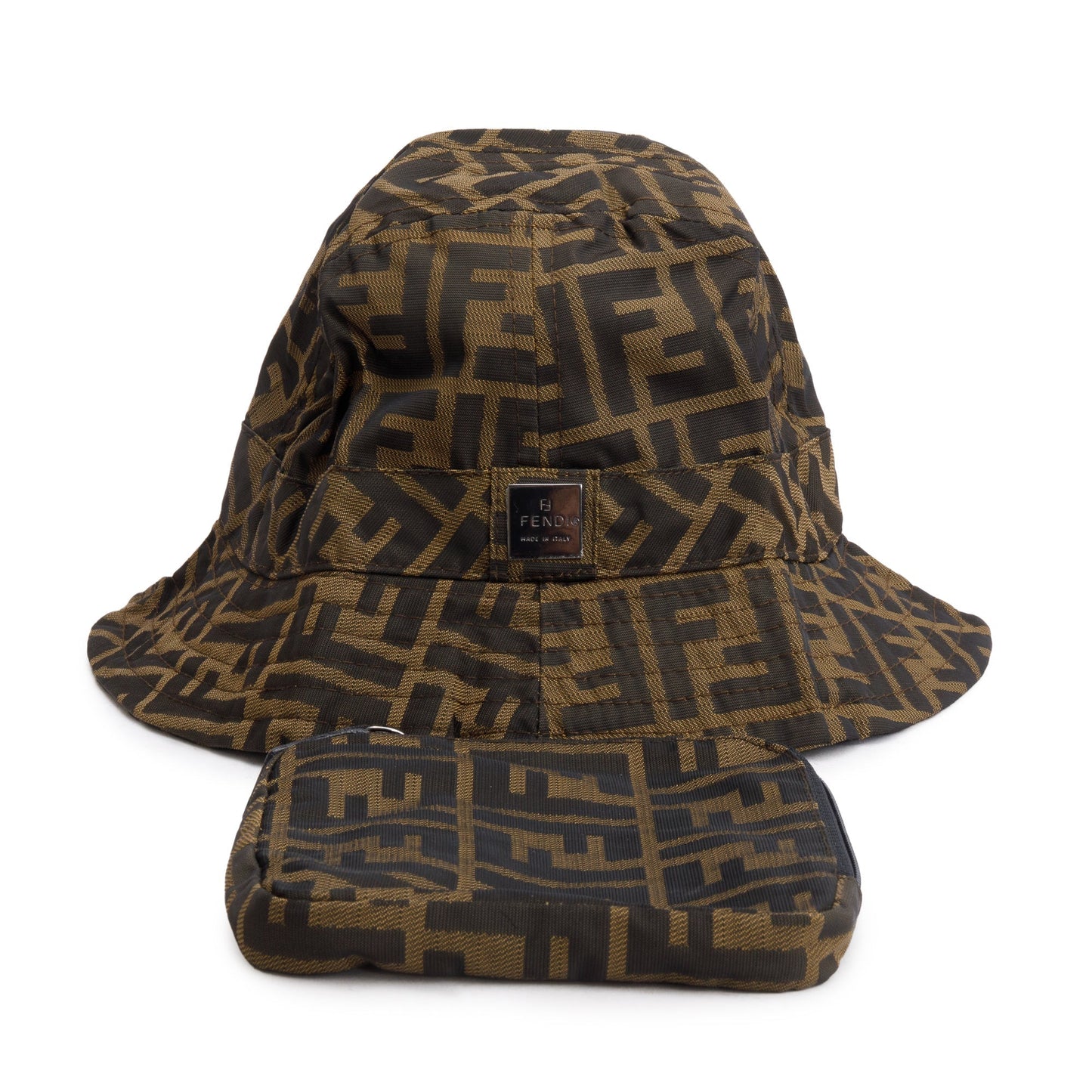 Fendi Zucca Ff Hat Size Canvas Brown Bucket Bag