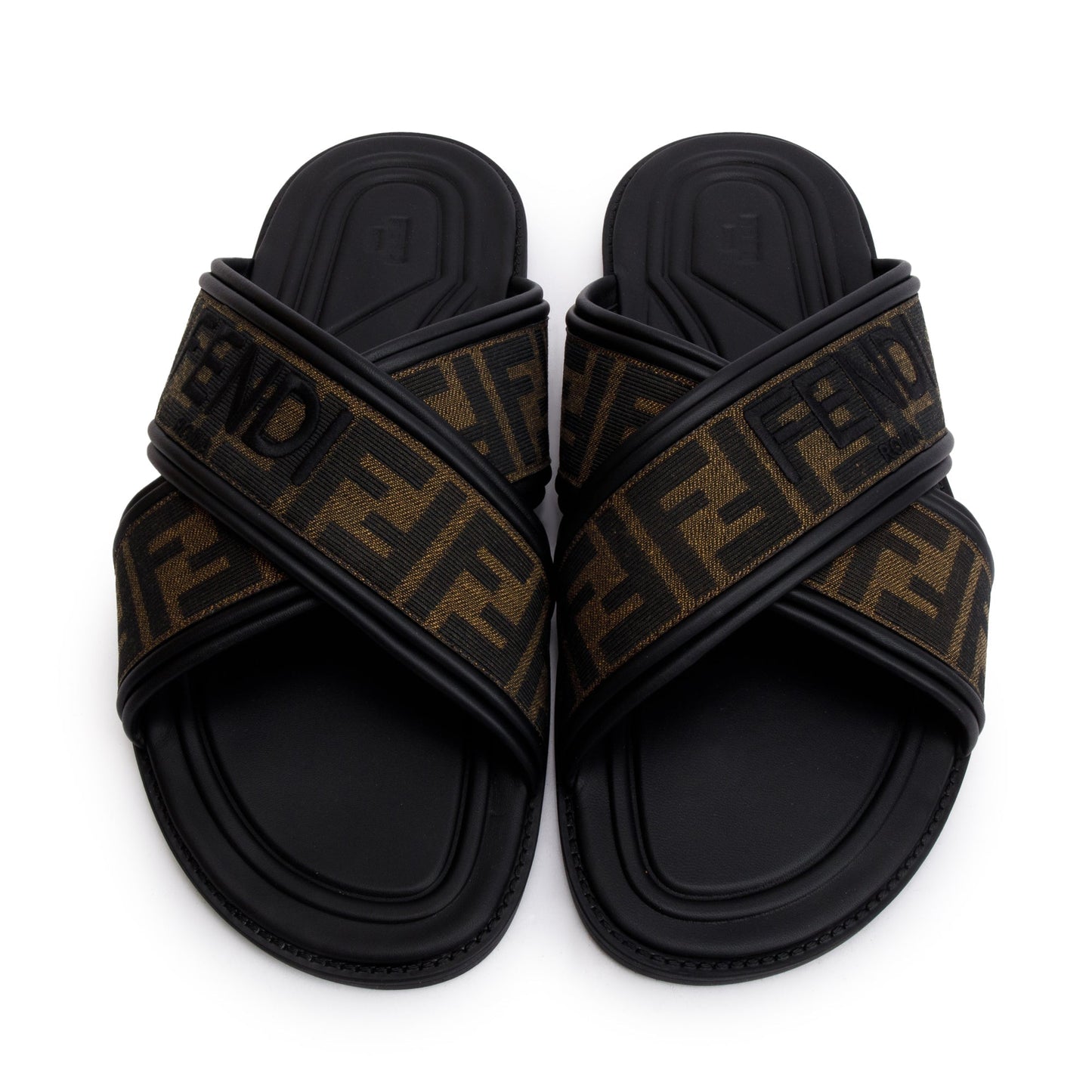 Fendi Zucca Ff Slides Size Travel Bag Canvas Brown