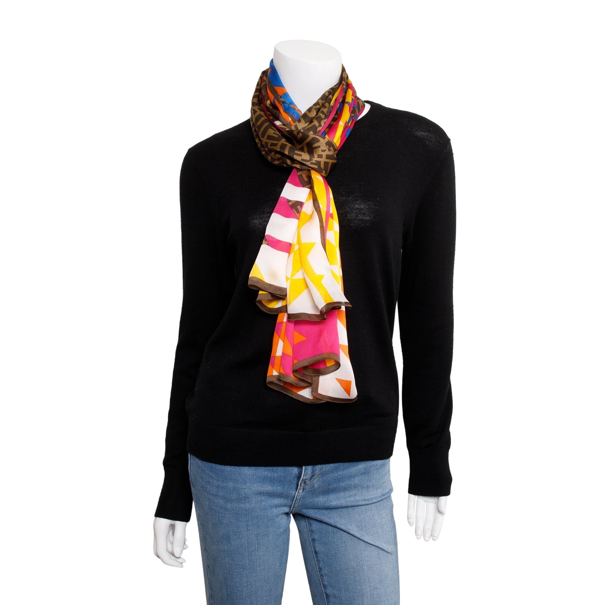 Fendi Zucca Ff Silk Foulard Travel Bag Brown Logo