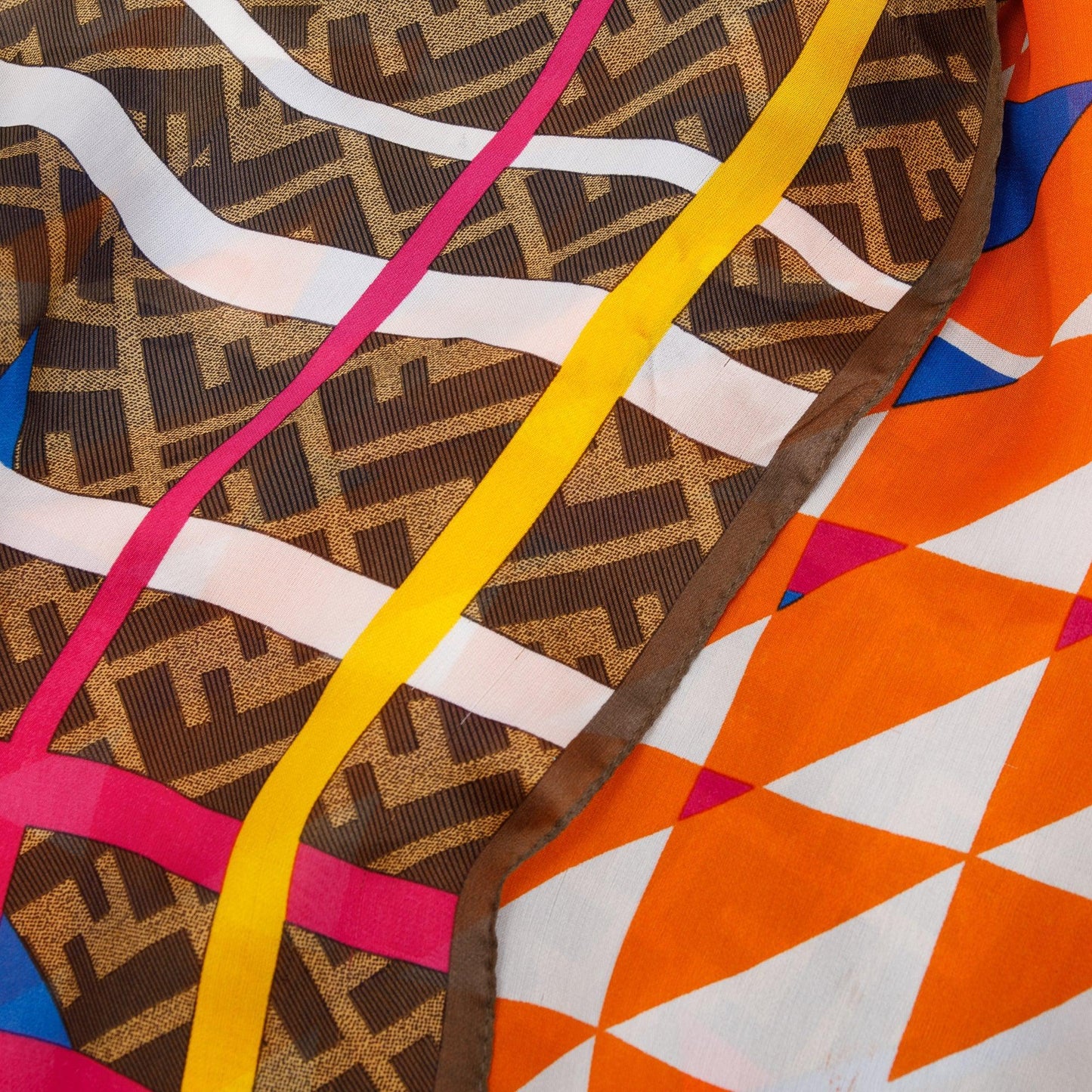 Fendi Zucca Ff Silk Foulard Travel Bag Brown Logo