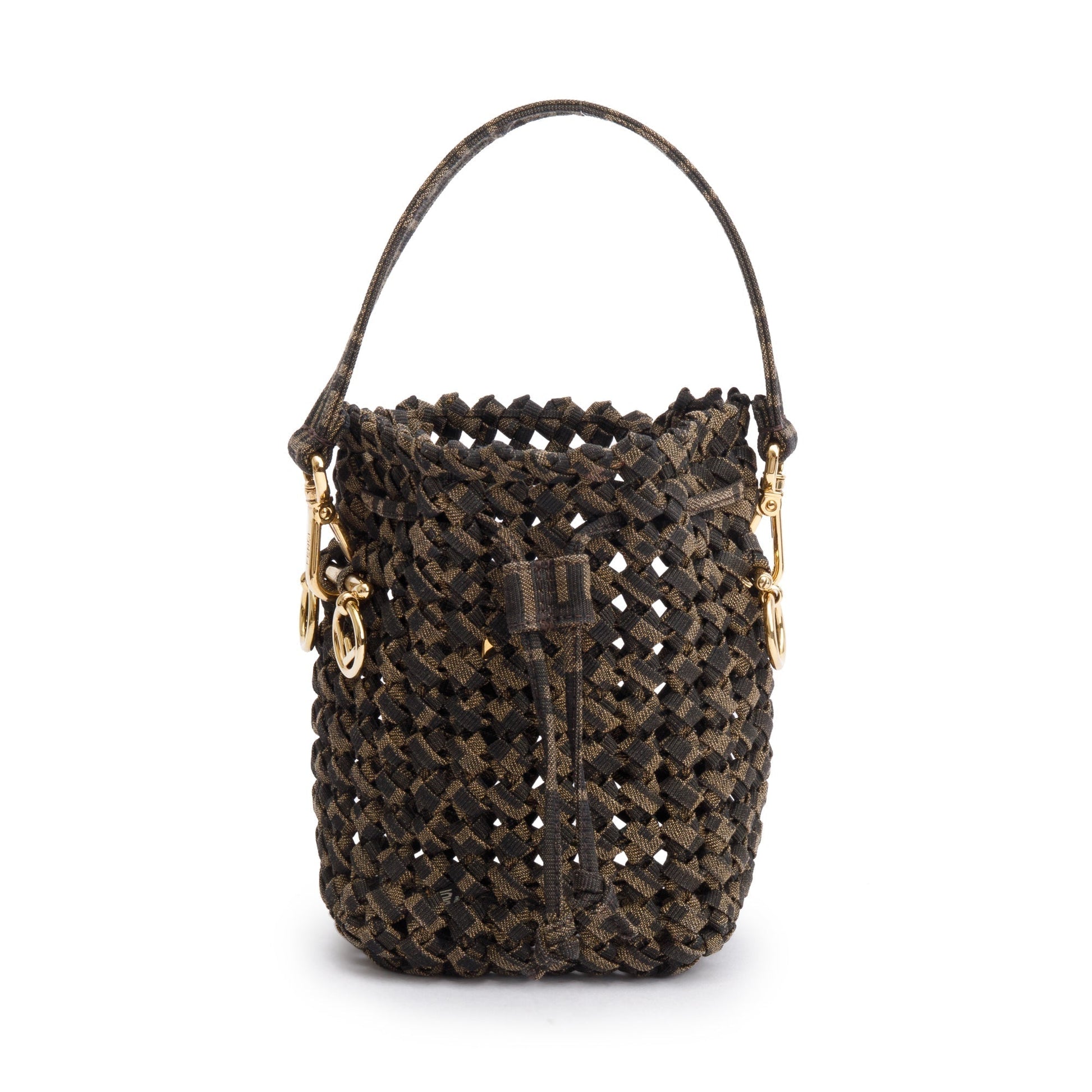 Fendi Zucca Interlace Mon Tresor Bucket Bag Canvas Brown
