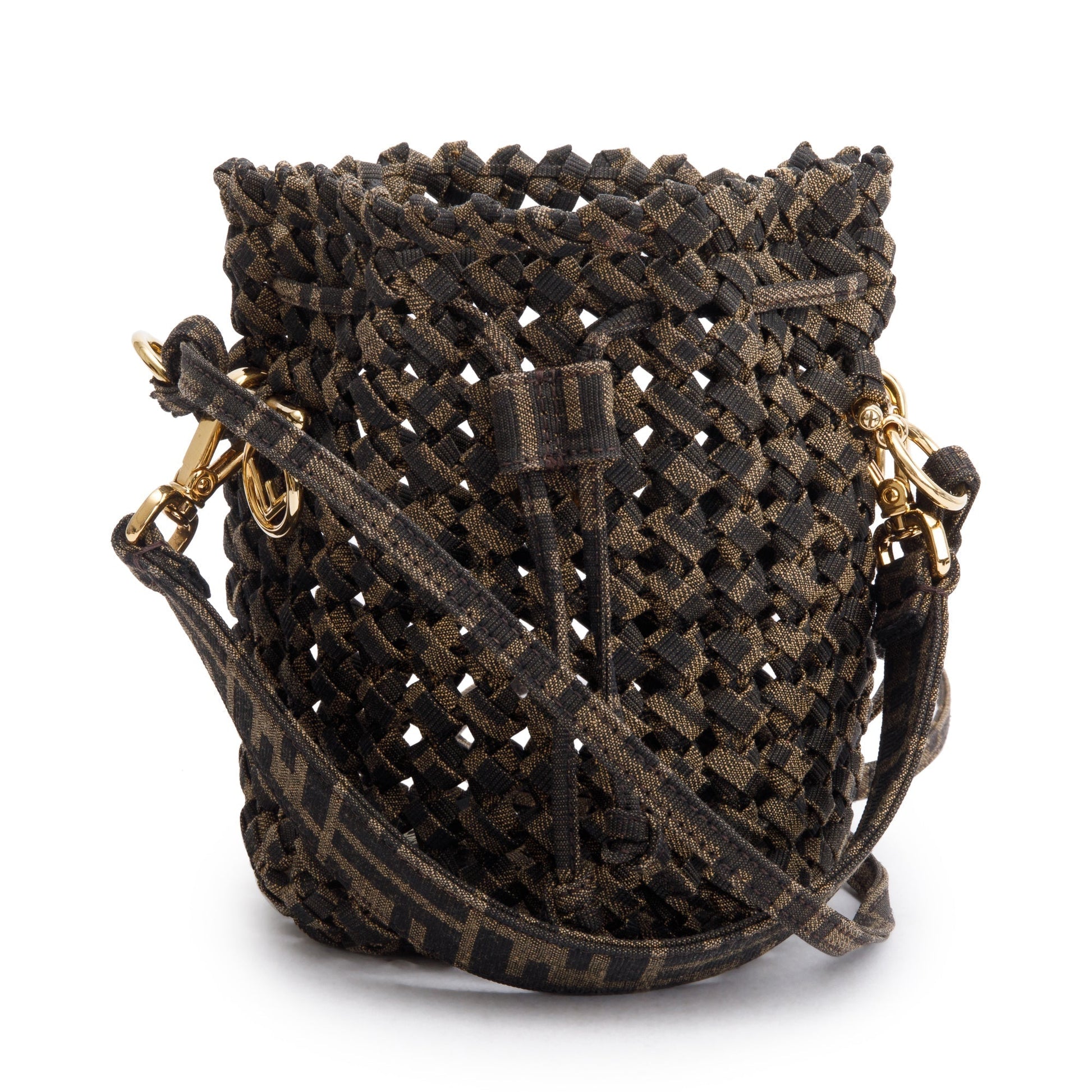 Fendi Zucca Interlace Mon Tresor Bucket Bag Canvas Brown