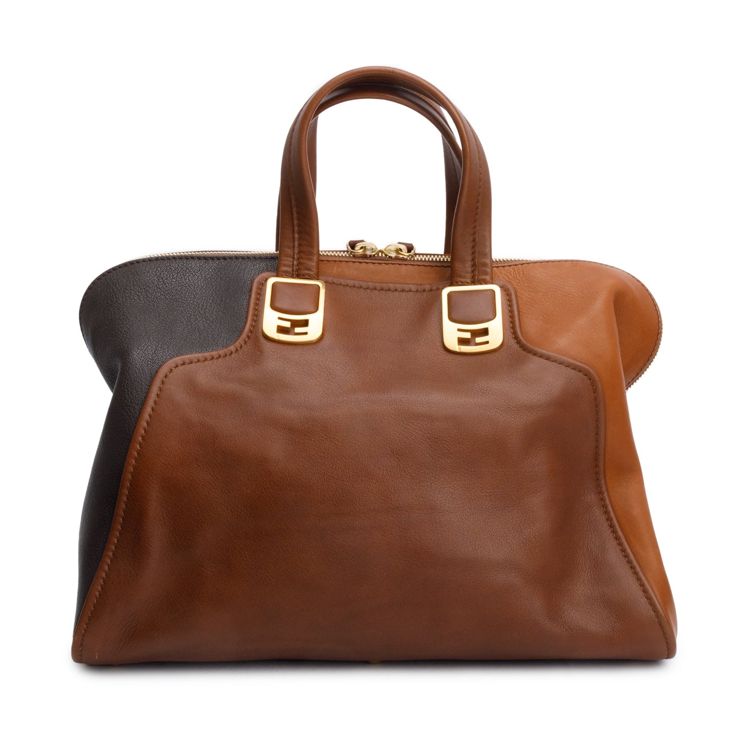 Fendi Calfskin Mediu Chameleon Tote Leather Black Tote Bag