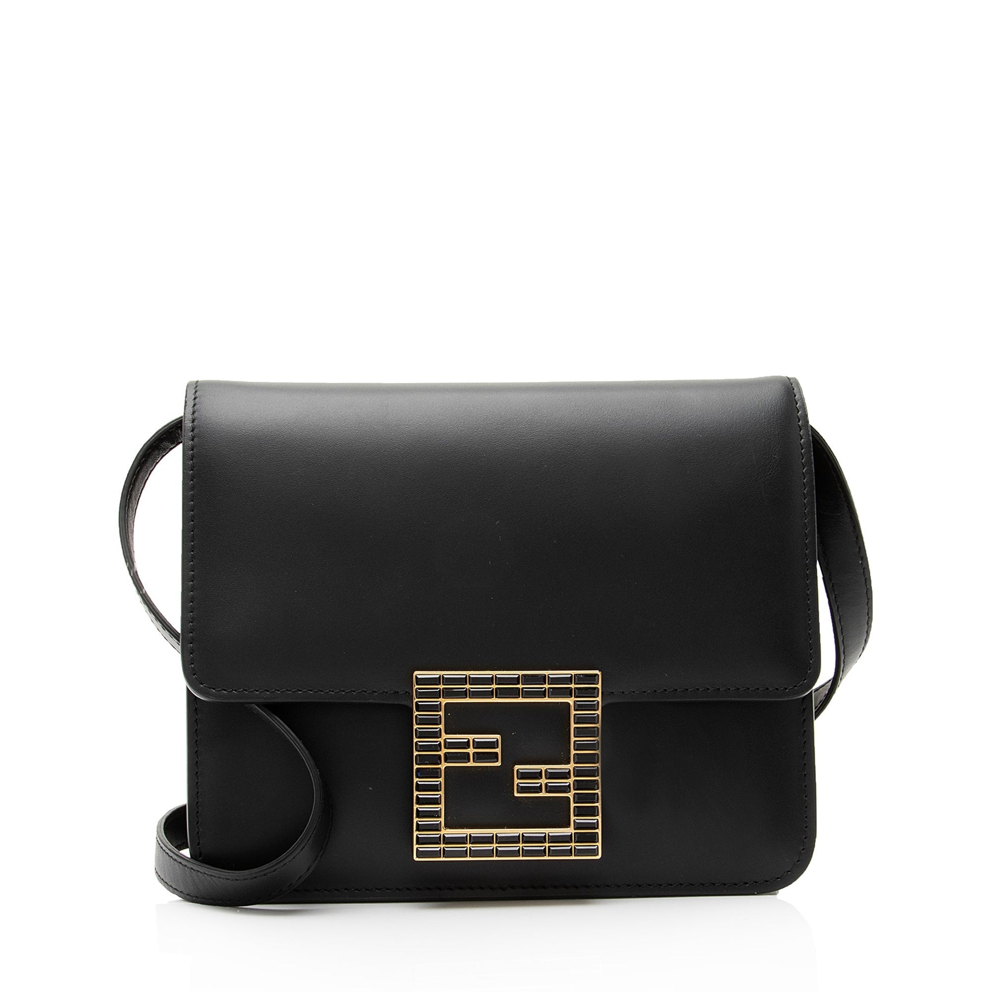Fendi Calfskin Crystal Fab Crossbody Bag Shf Small