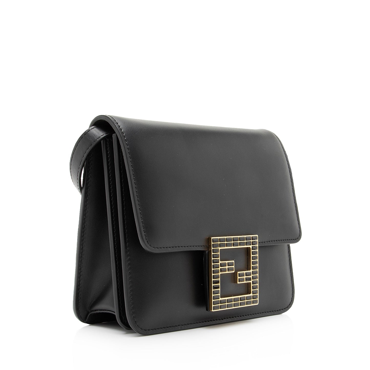 Fendi Calfskin Crystal Fab Crossbody Bag Shf Small