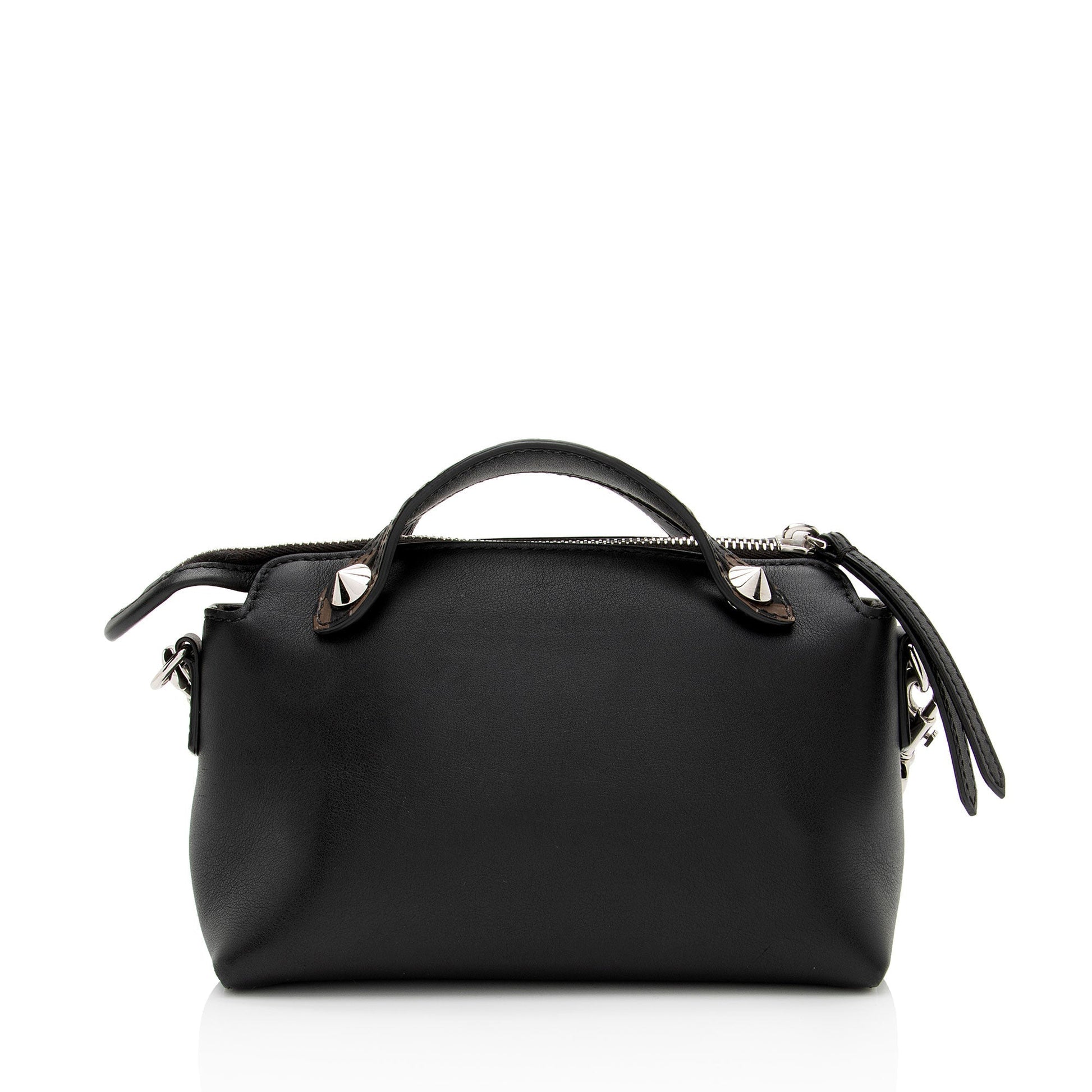 Fendi Calfskin Ff By The Way Boston Bag Mini Embossed Crossbody Bag