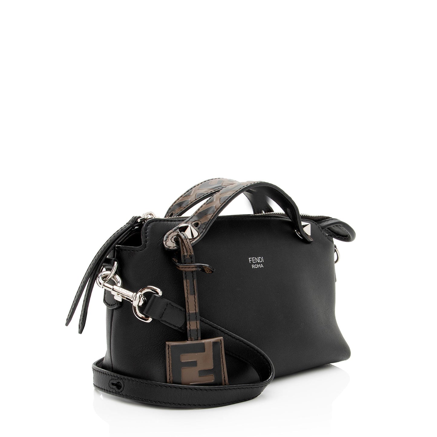 Fendi Calfskin Ff By The Way Boston Bag Mini Embossed Crossbody Bag