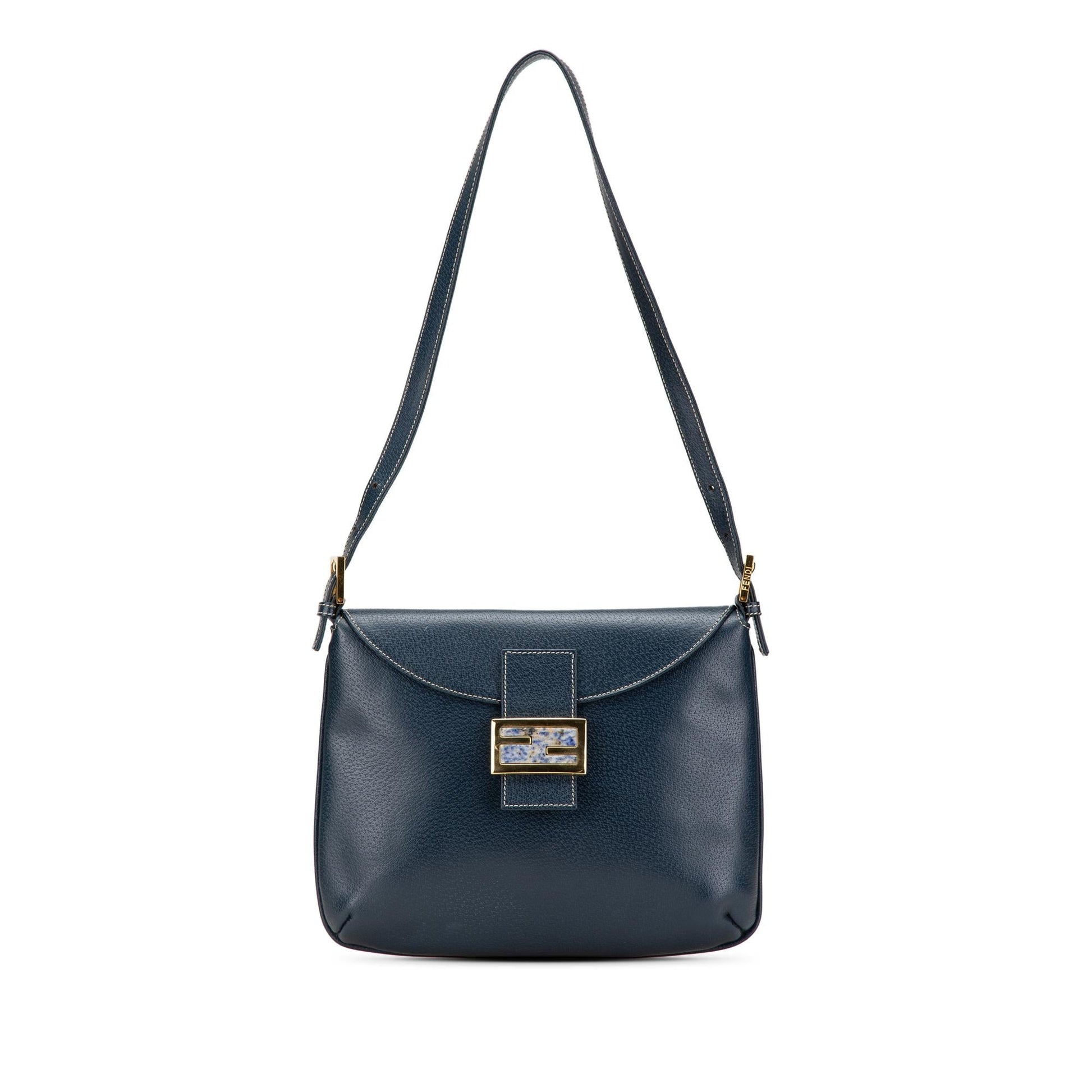 Fendi Calfskin Ff Marble Shoulder Bag Flap