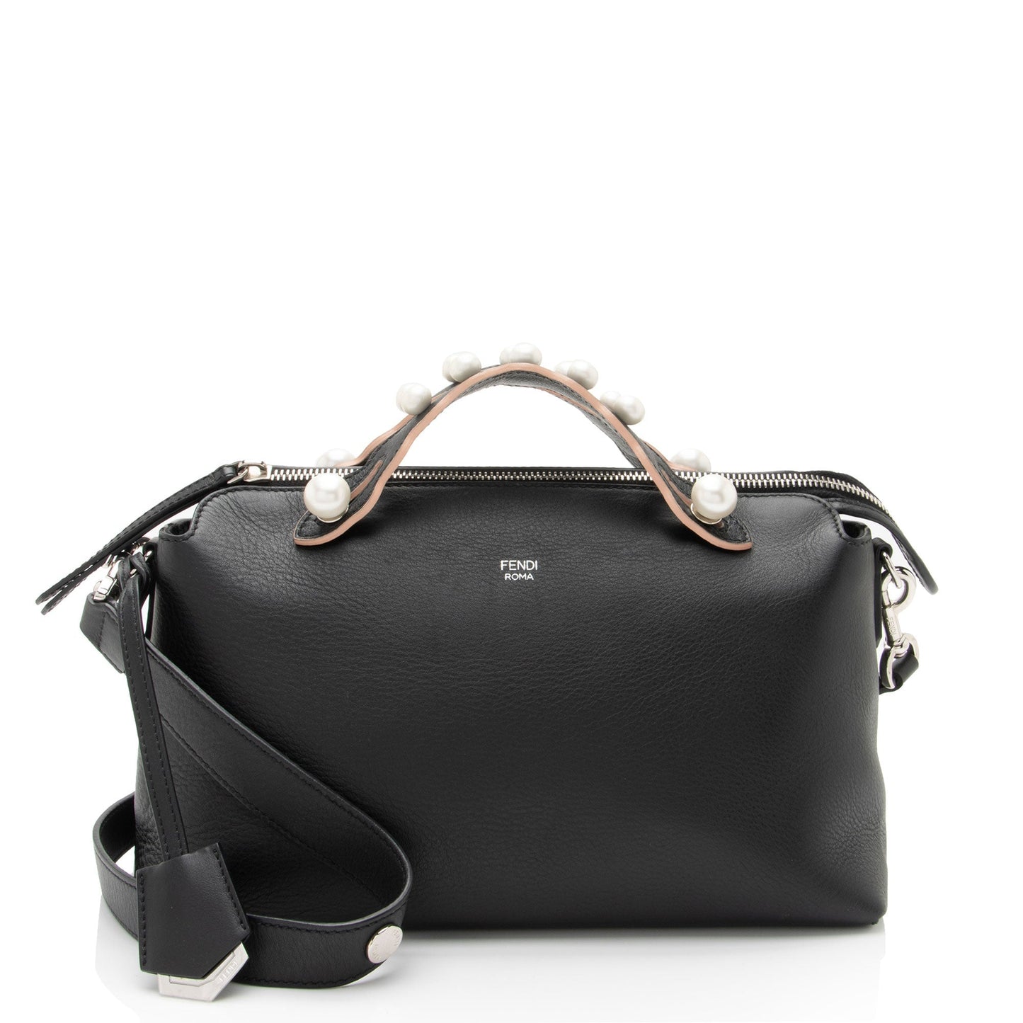 Fendi Calfskin Faux Pearl Embellished By The Way Satchel Medium Satchel Bag