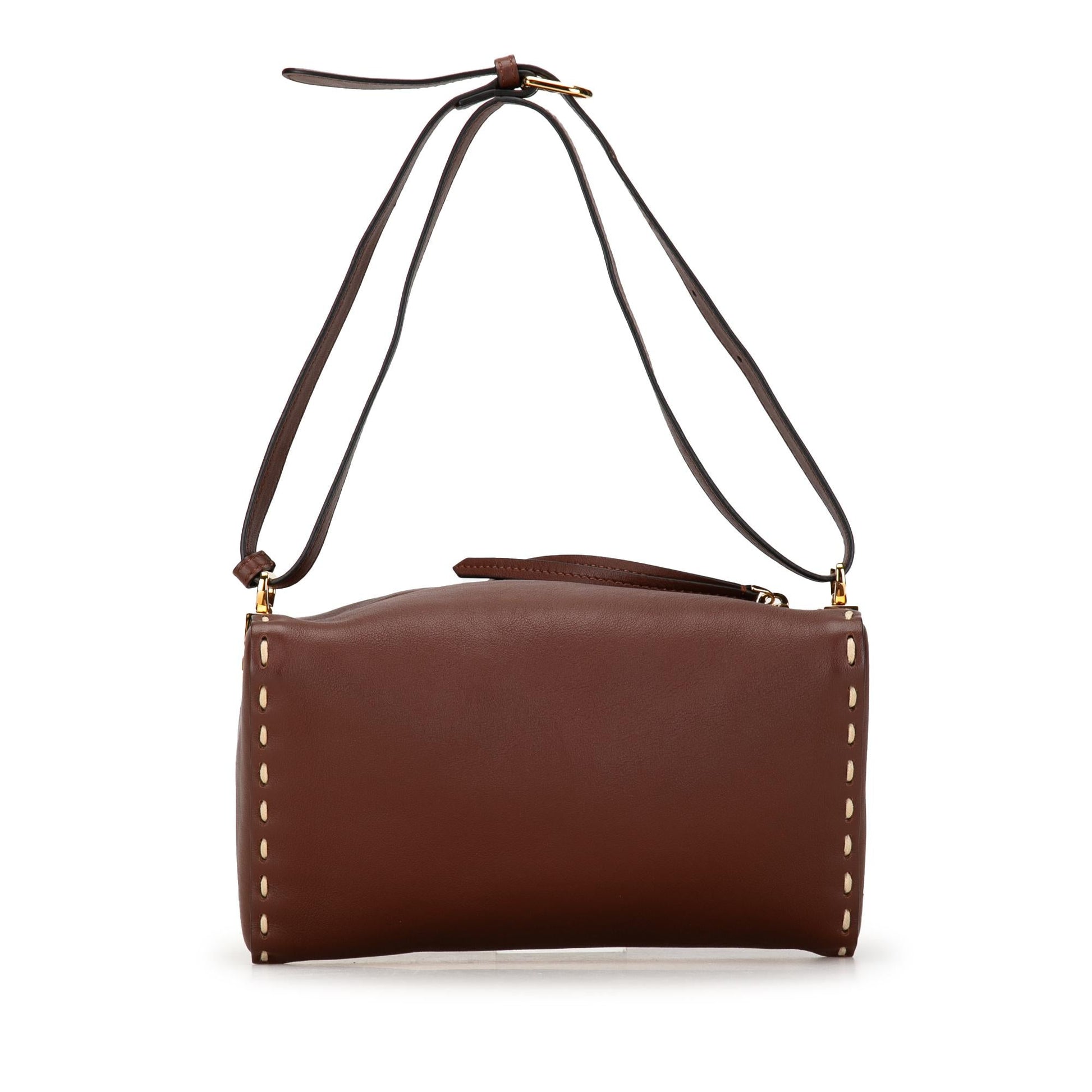 Fendi Calfskin Selleria Triangle Shoulder Bag Shg Wv4Liw
