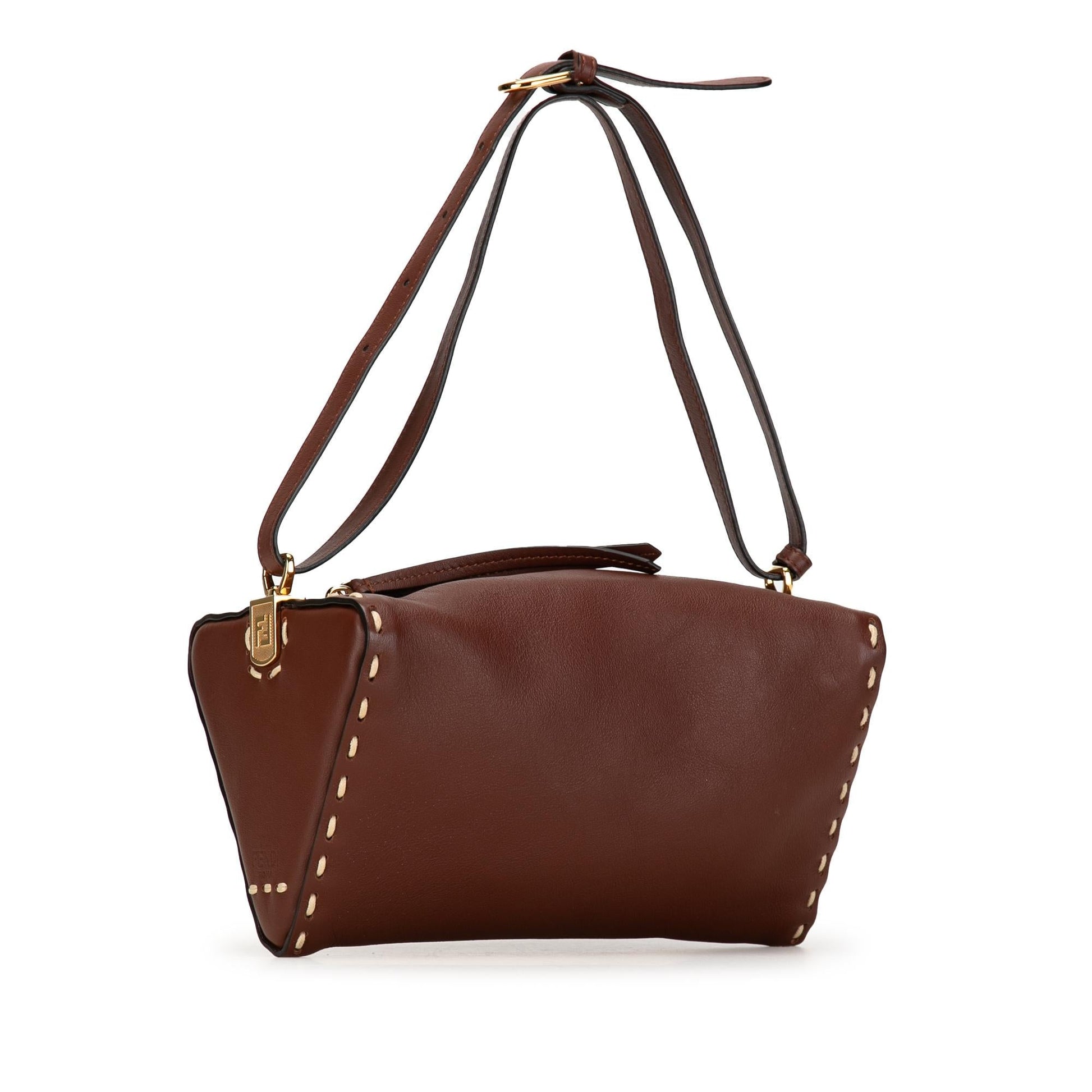 Fendi Calfskin Selleria Triangle Shoulder Bag Shg Wv4Liw