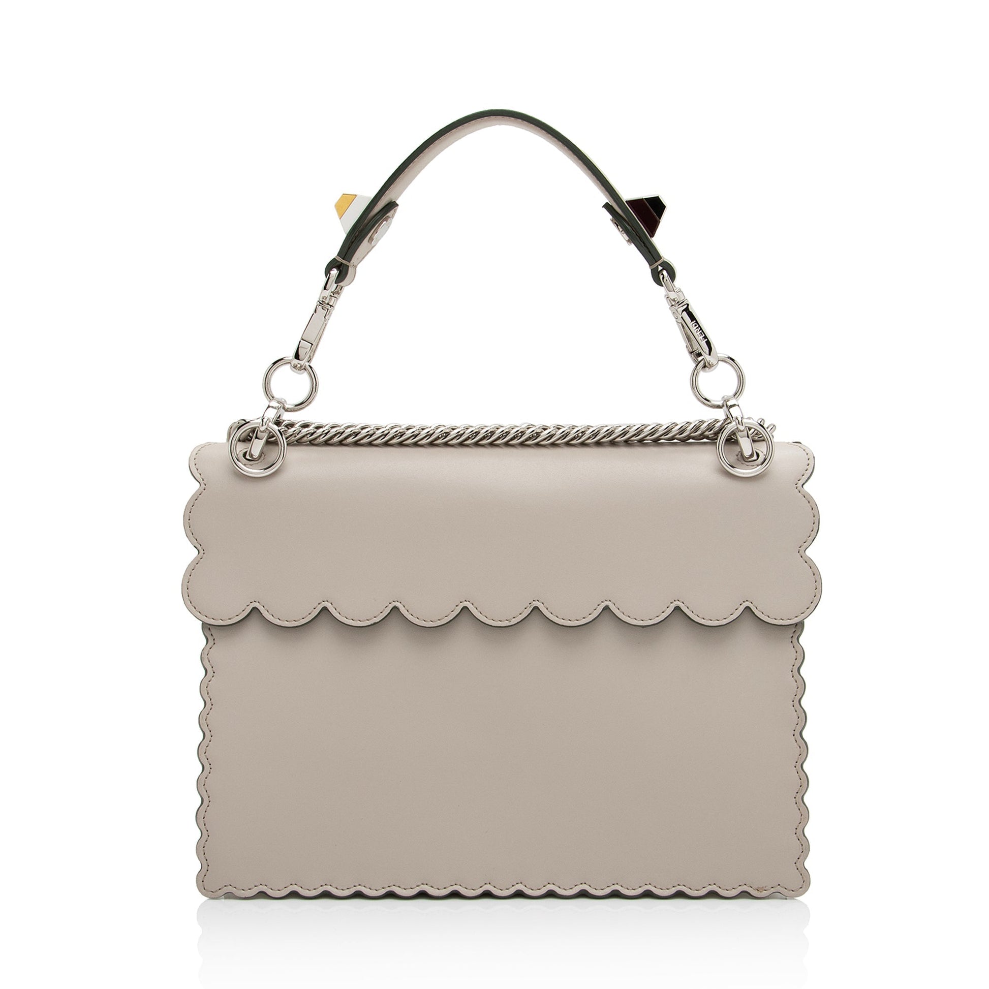 Fendi Calfskin Studded Kan Shoulder Bag Shf Medium