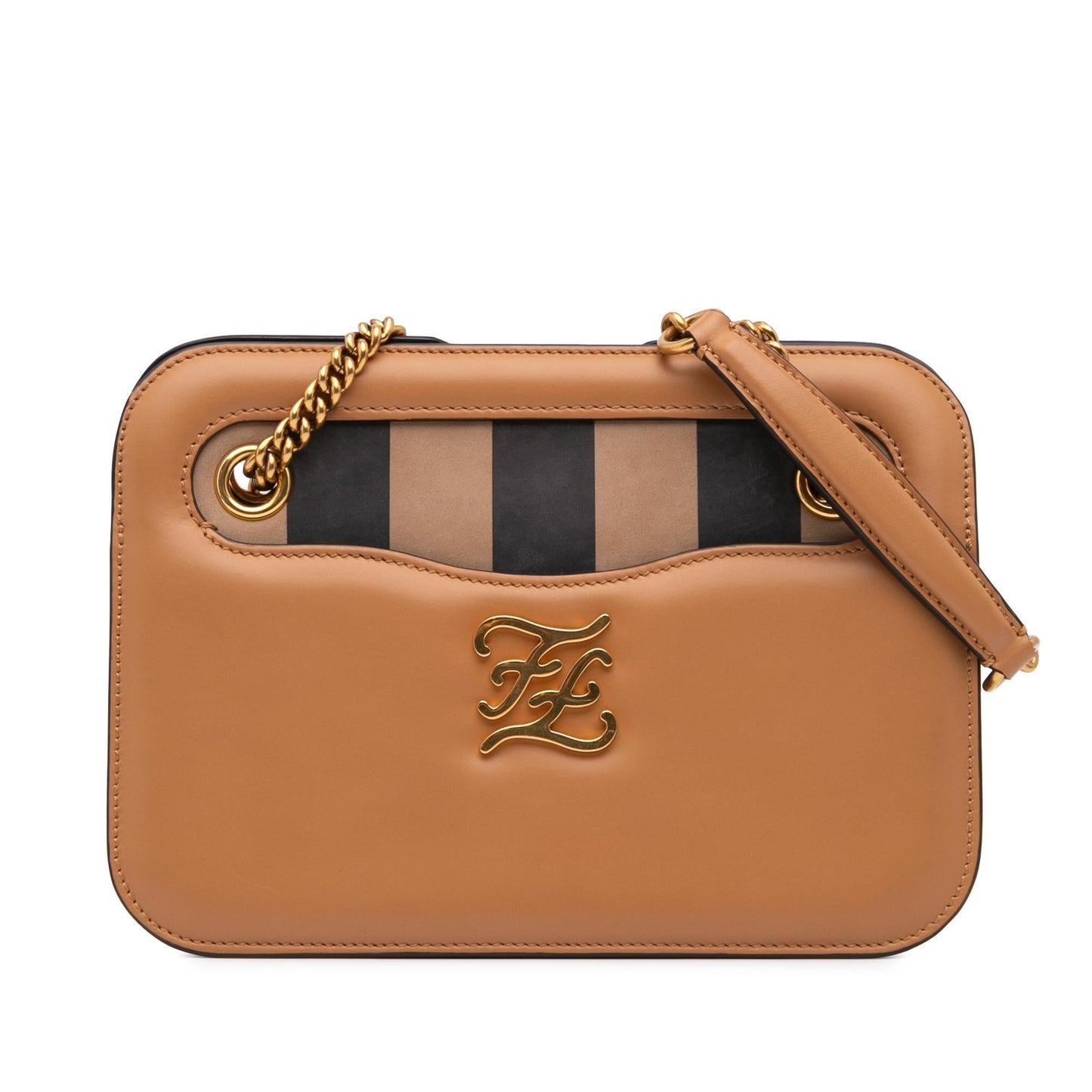 Fendi Calfskin King Nubuck Pequin Karligraphy Pocket Shoulder Bag Vitello Pocket Shoulder Bag