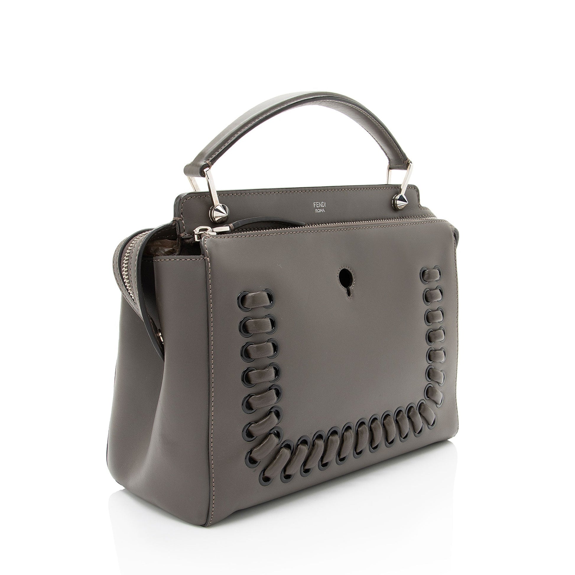 Fendi Calfskin Whipstitch Dotcom Satchel Medium Satchel Bag