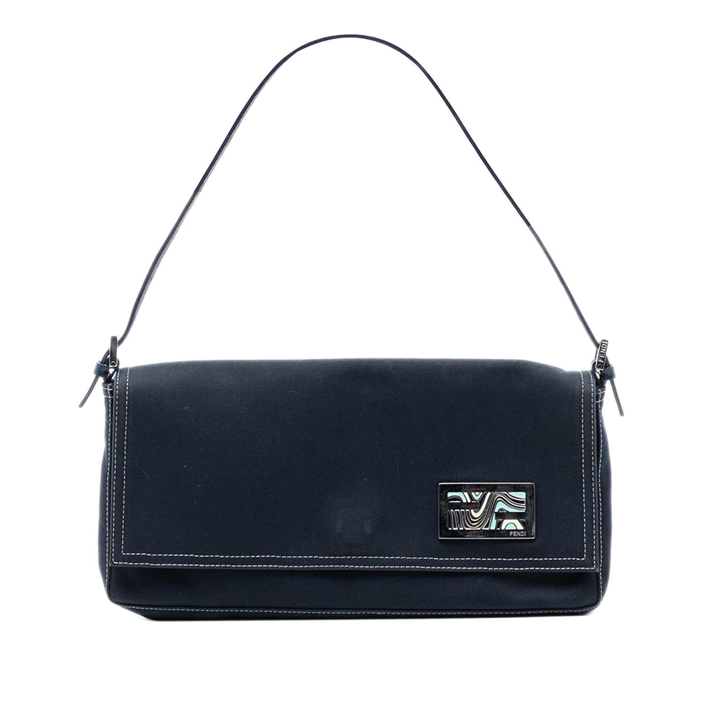 Fendi Ff Marble Baguette Shoulder Bag Canvas