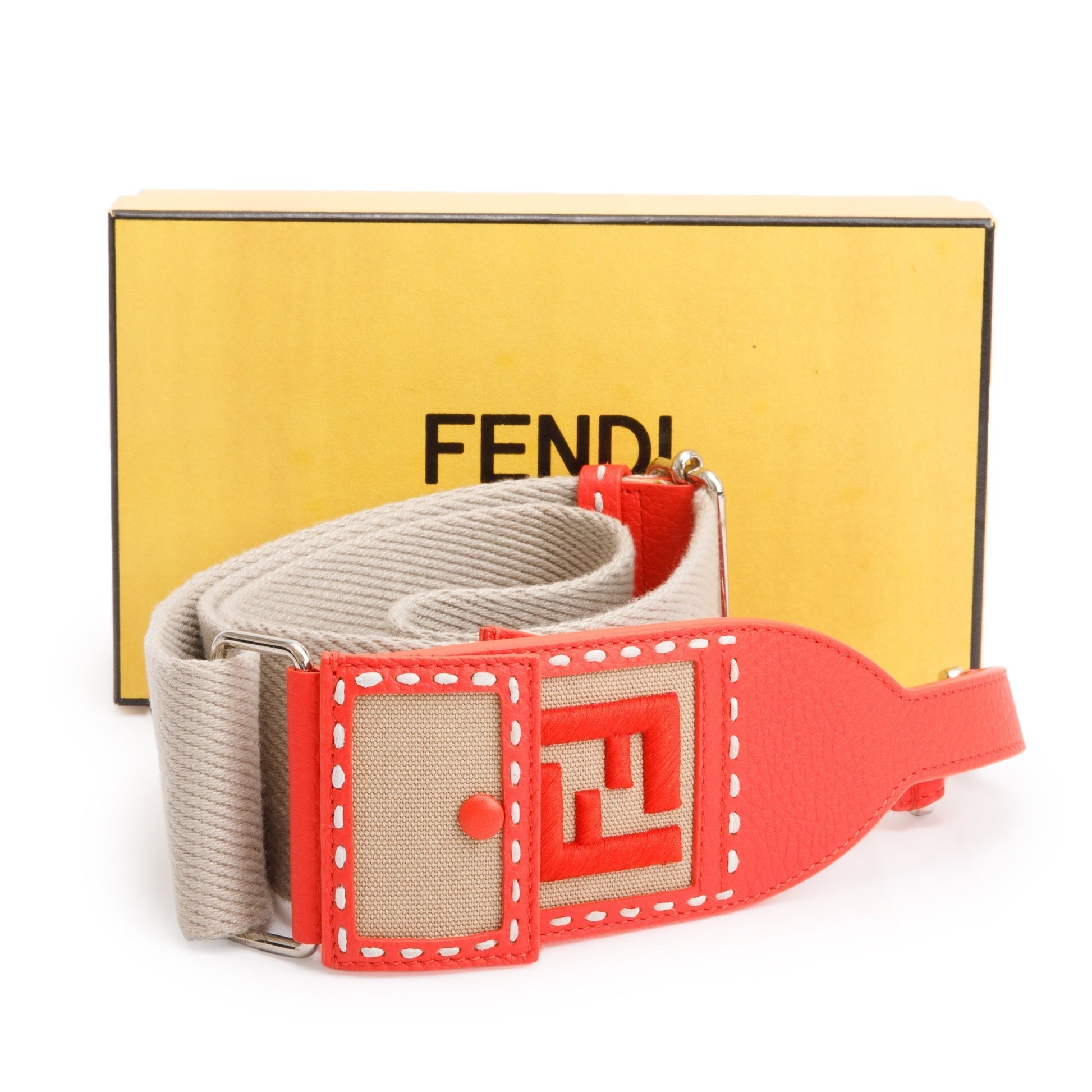 Fendi Shoulder Bag Strap Leather Canvas