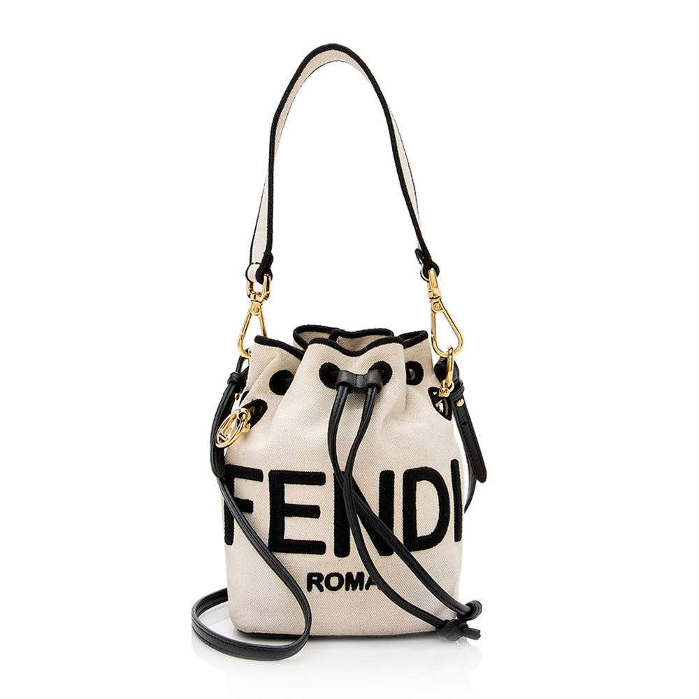 Fendi Mon Tresor Bag Shf Canvas Small Bucket Crossbody Bag