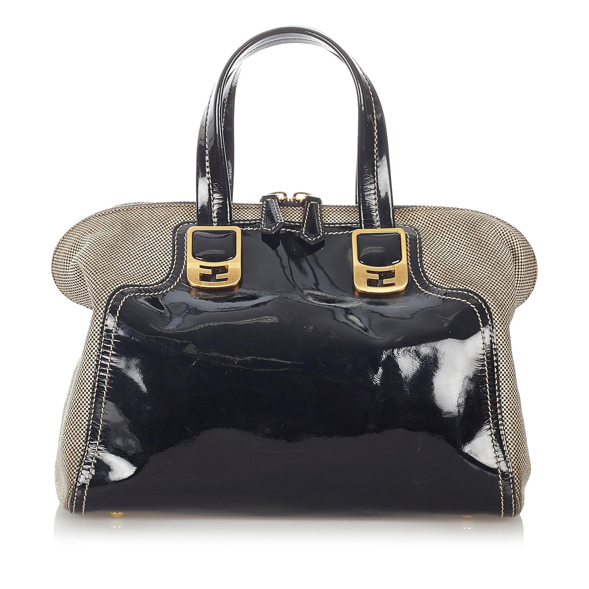 Fendi Chameleon Satchel Shg Leather Patent Satchel Bag