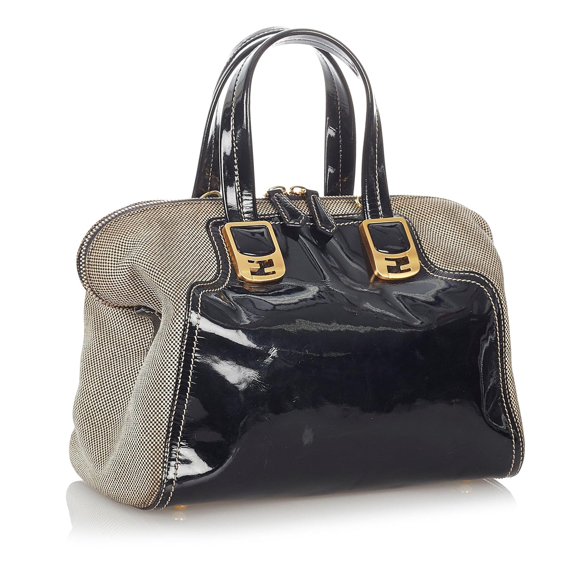 Fendi Chameleon Satchel Shg Leather Patent Satchel Bag