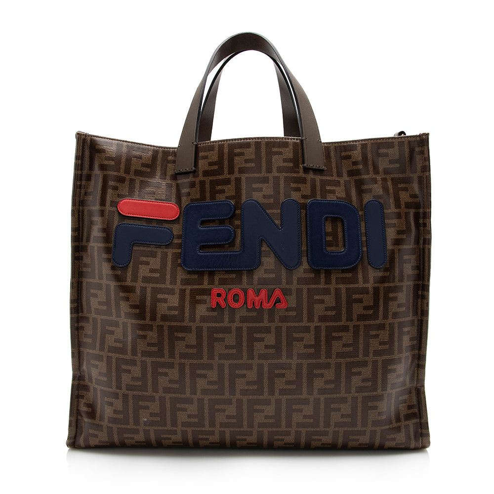 Fendi Coated Fila Mania Shopper Tote Shf Canvas Logo Tote Bag