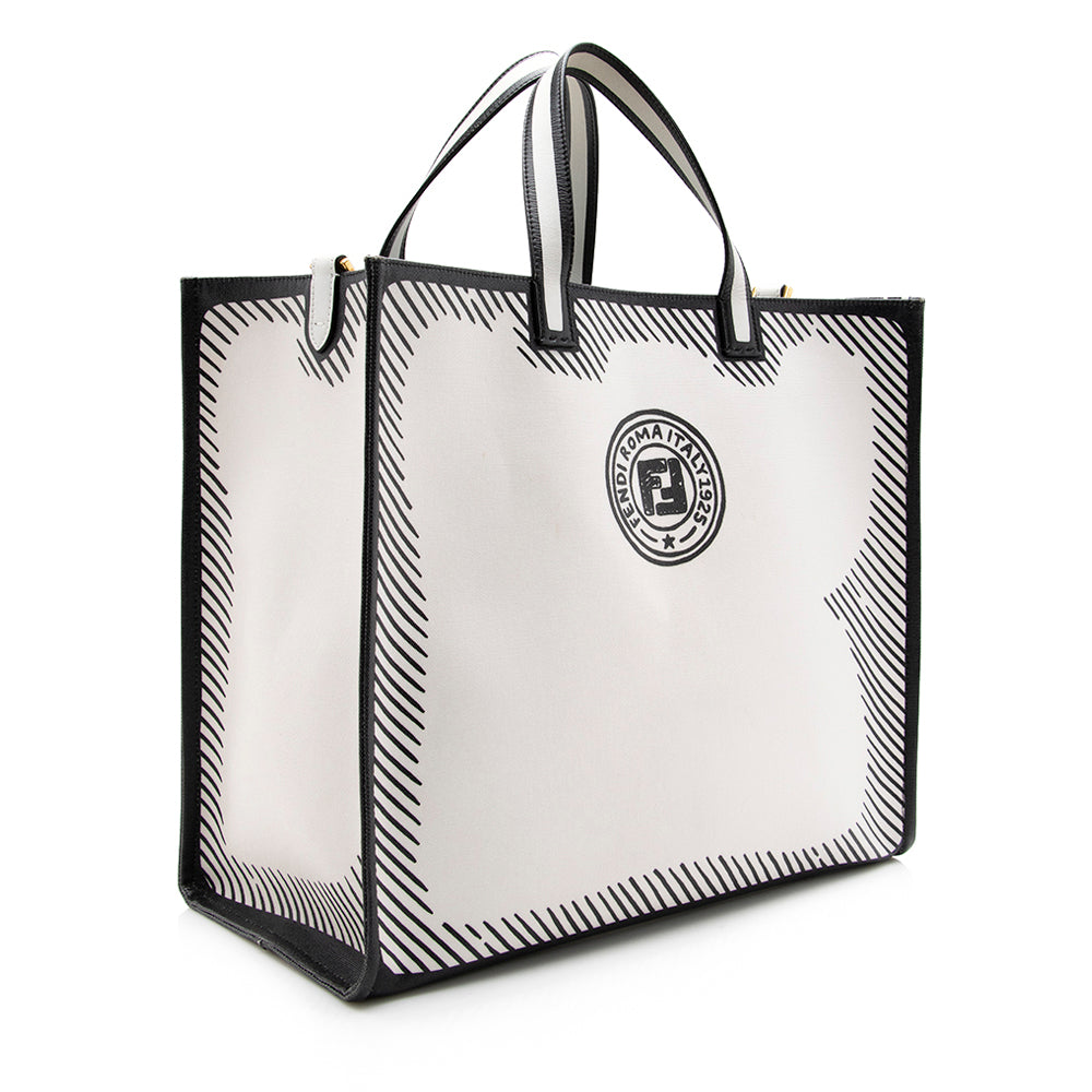Fendi Coated Vetrifi Shopping Tote Shf Canvas Small Tote Bag