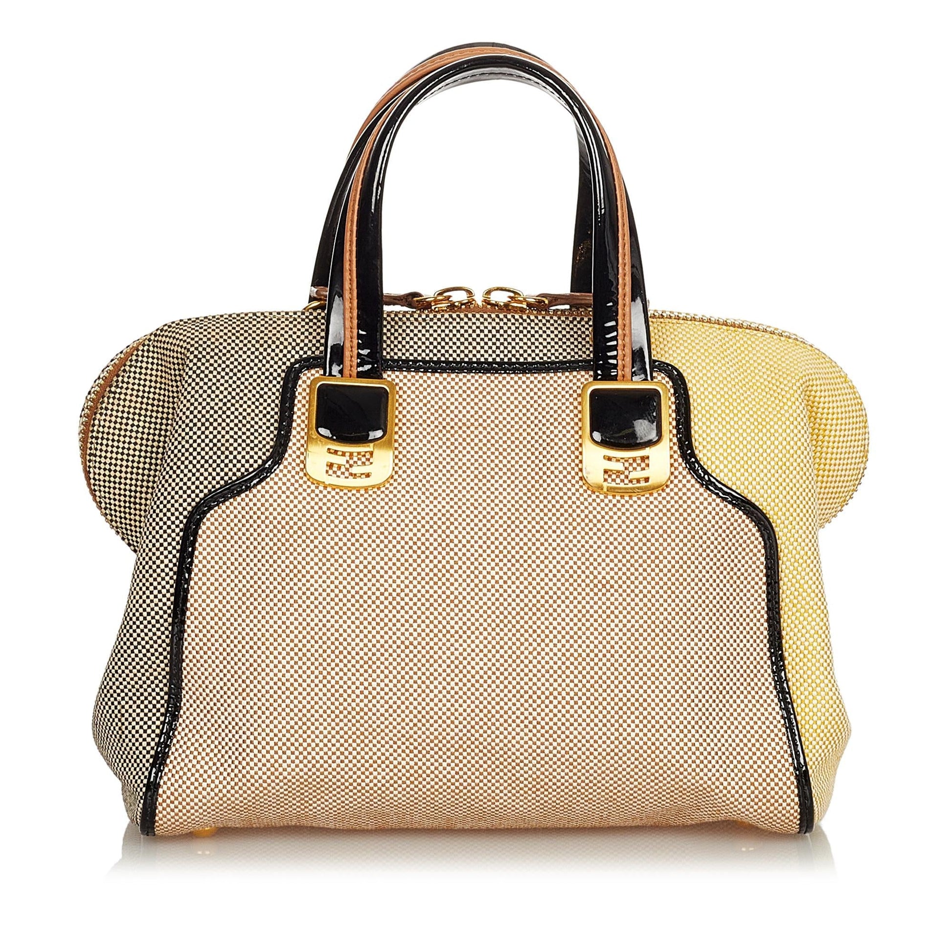 Fendi Colorblock Chameleon Handbag Shg Canvas Satchel Bag