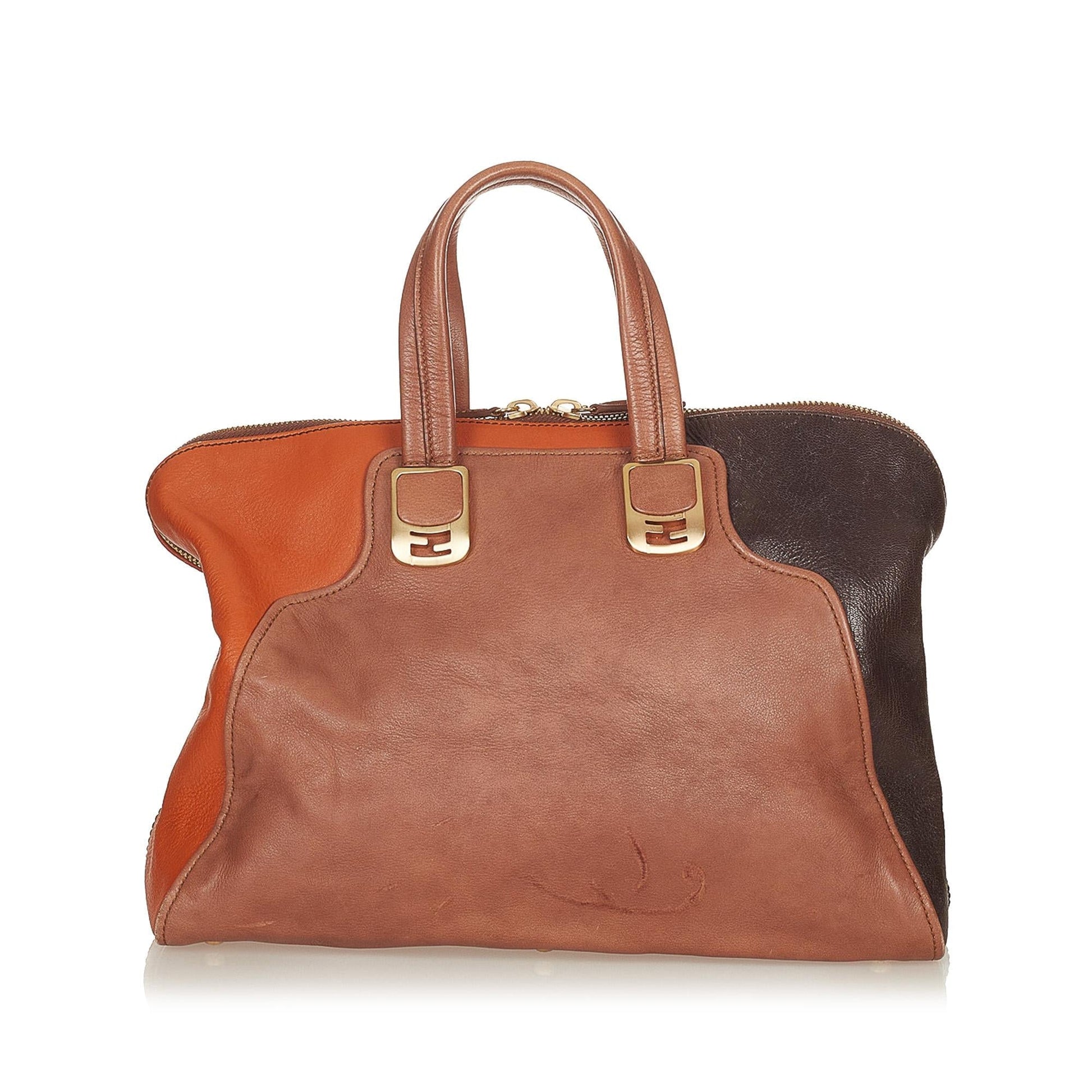 Fendi Colorblock Chameleon Handbag Shg Leather Satchel Bag