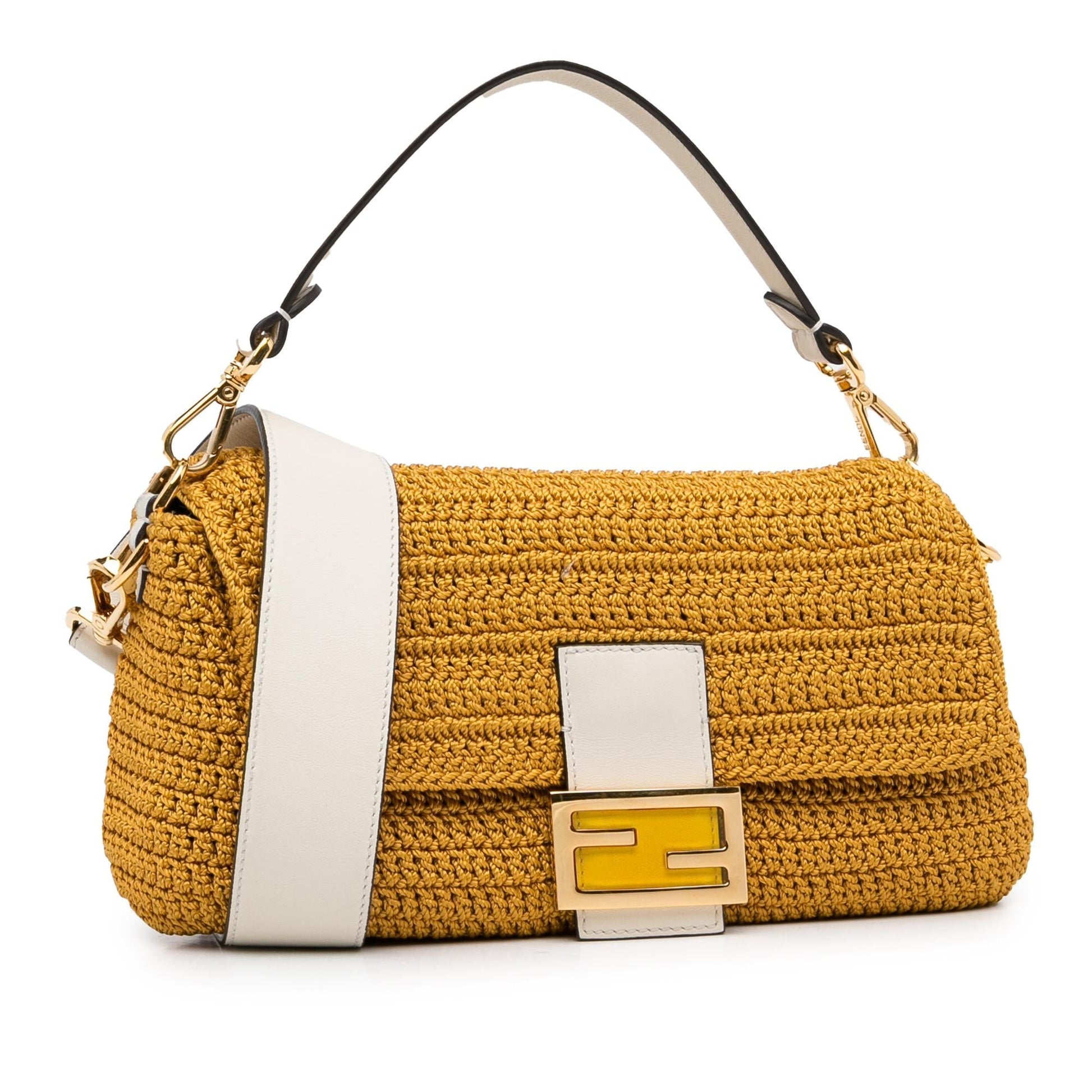 Fendi Crochet Baguette Satchel Shg Qh4Feg Raffia Satchel Bag
