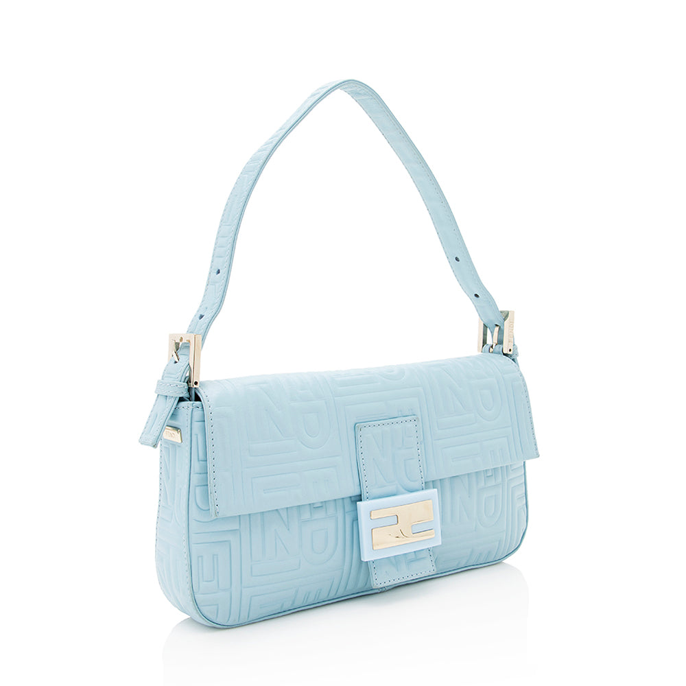 Fendi Nappa Baguette Shoulder Bag Shf Leather Embossed