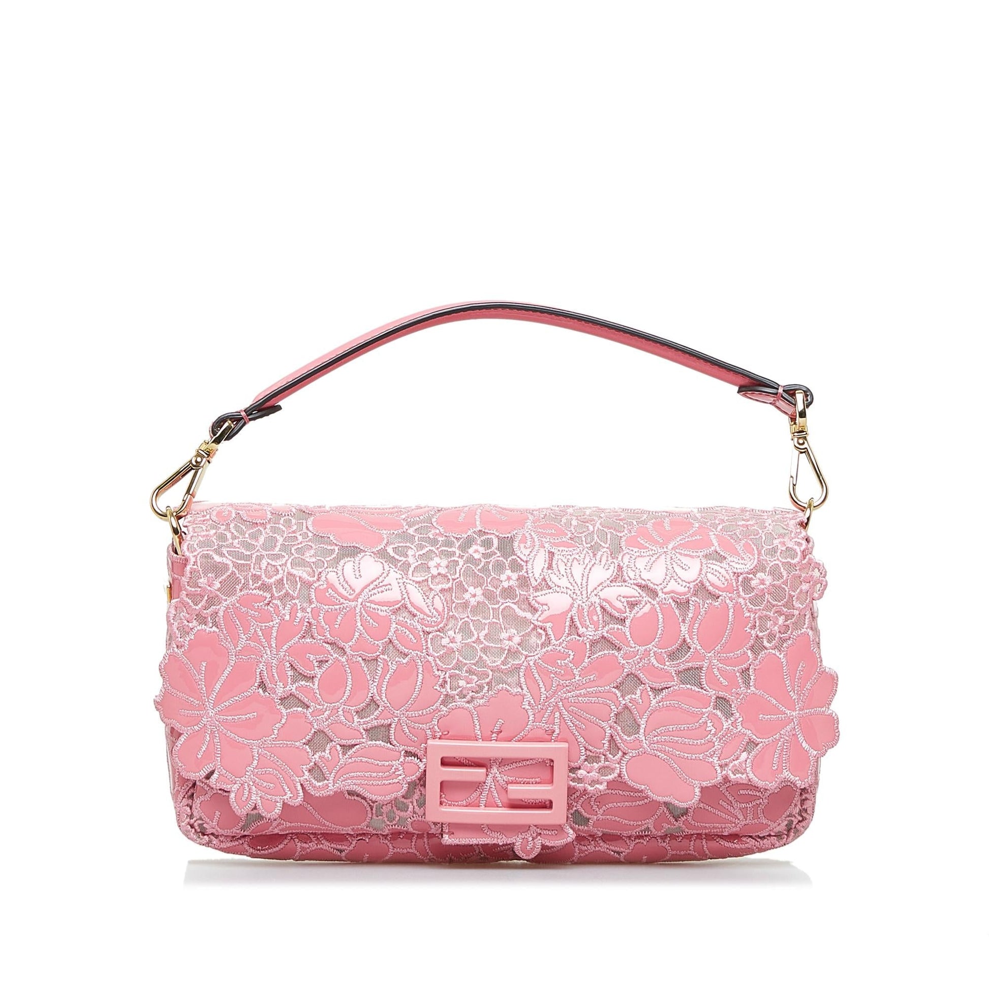 Fendi Lace Baguette Shg Glr2R8 Satchel Bag Embroidered