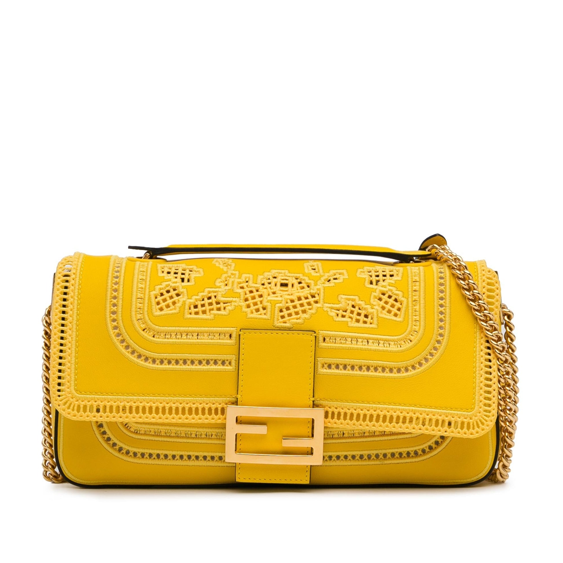 Fendi Lace Baguette Shg 4Htojz Shoulder Bag Chain Embroidered