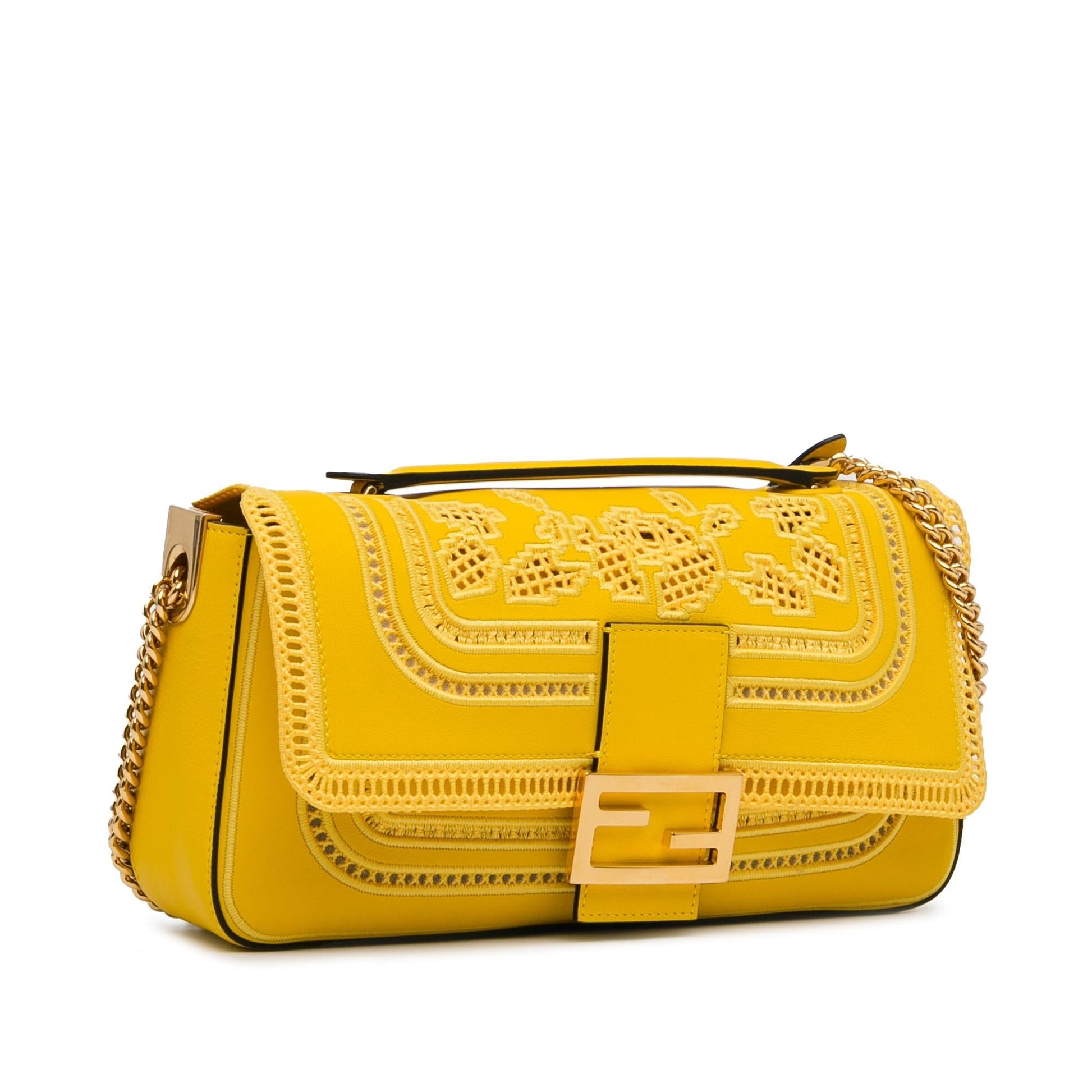 Fendi Lace Baguette Shg 4Htojz Shoulder Bag Chain Embroidered