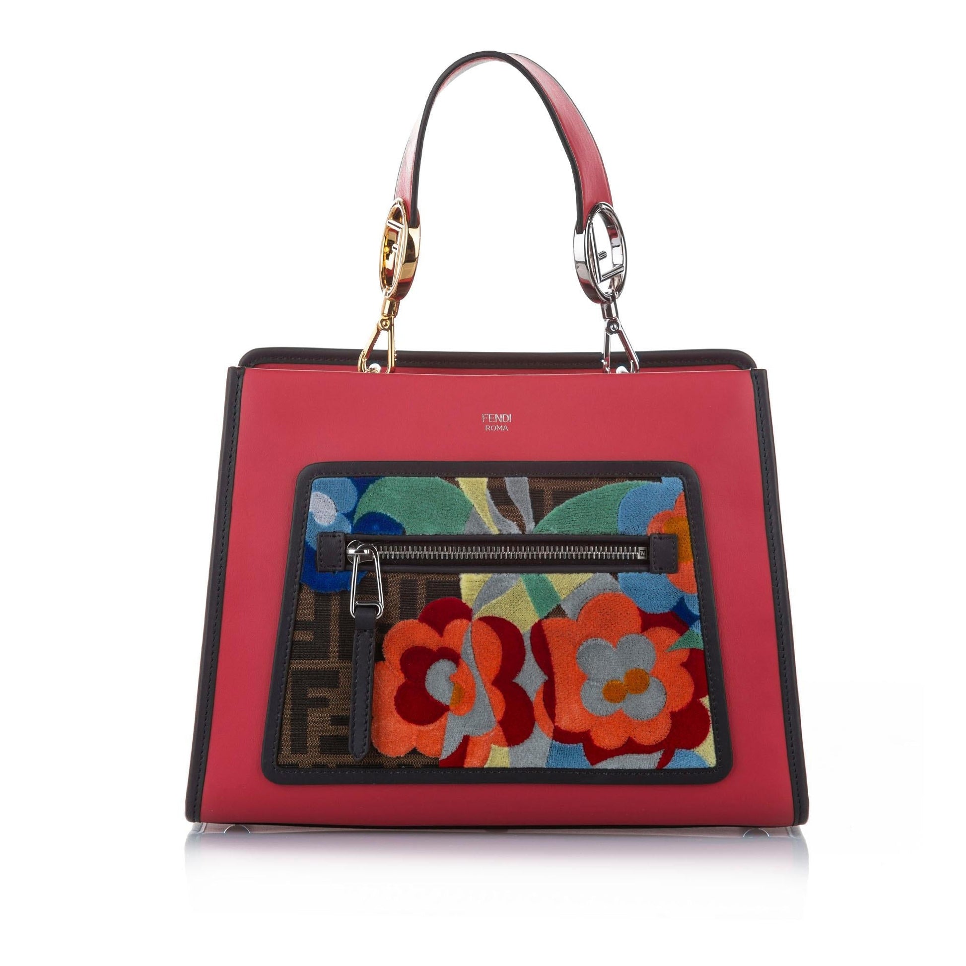 Fendi Runaway Satchel Shg Leather Embroidered Satchel Bag
