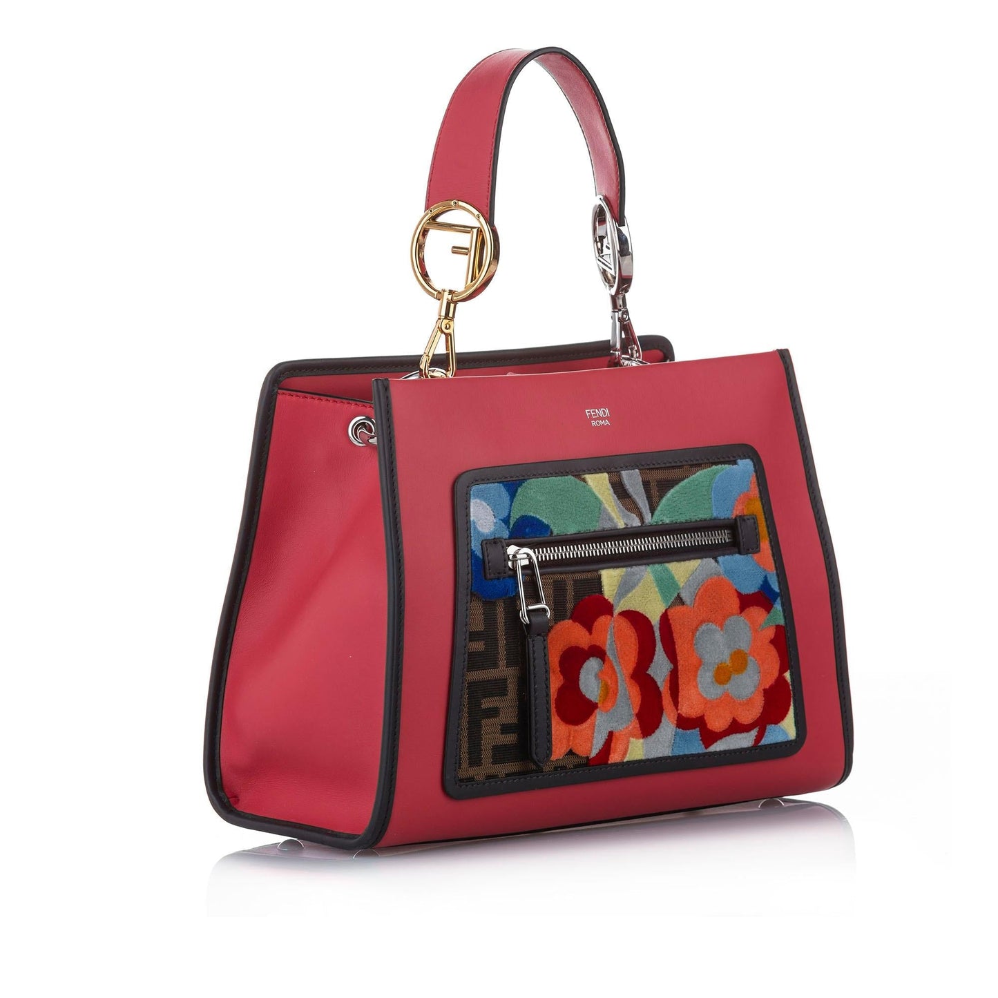 Fendi Runaway Satchel Shg Leather Embroidered Satchel Bag