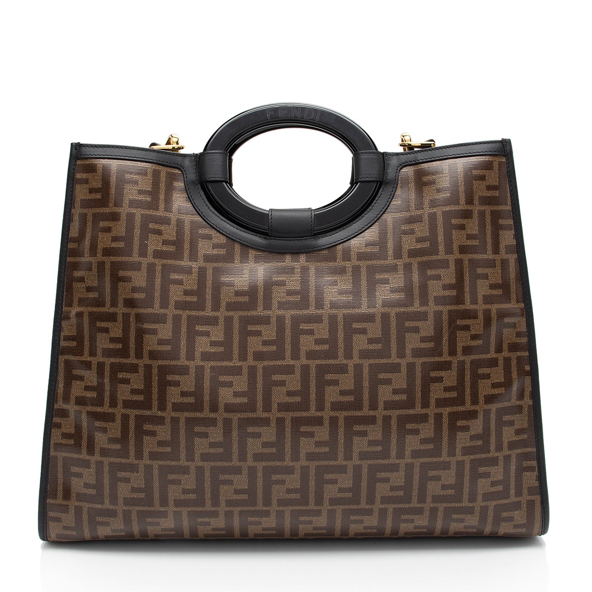 Fendi Ff Coated Runaway Shopper Tote Shf Tieahe Canvas Tote Bag