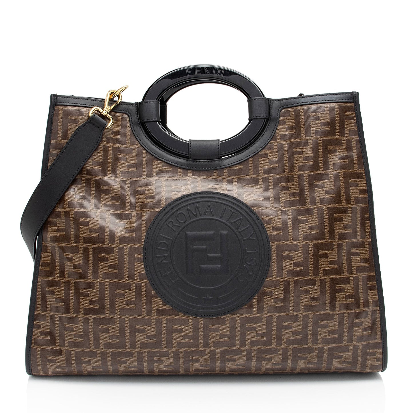 Fendi Ff Coated Runaway Shopper Tote Shf Tieahe Canvas Tote Bag