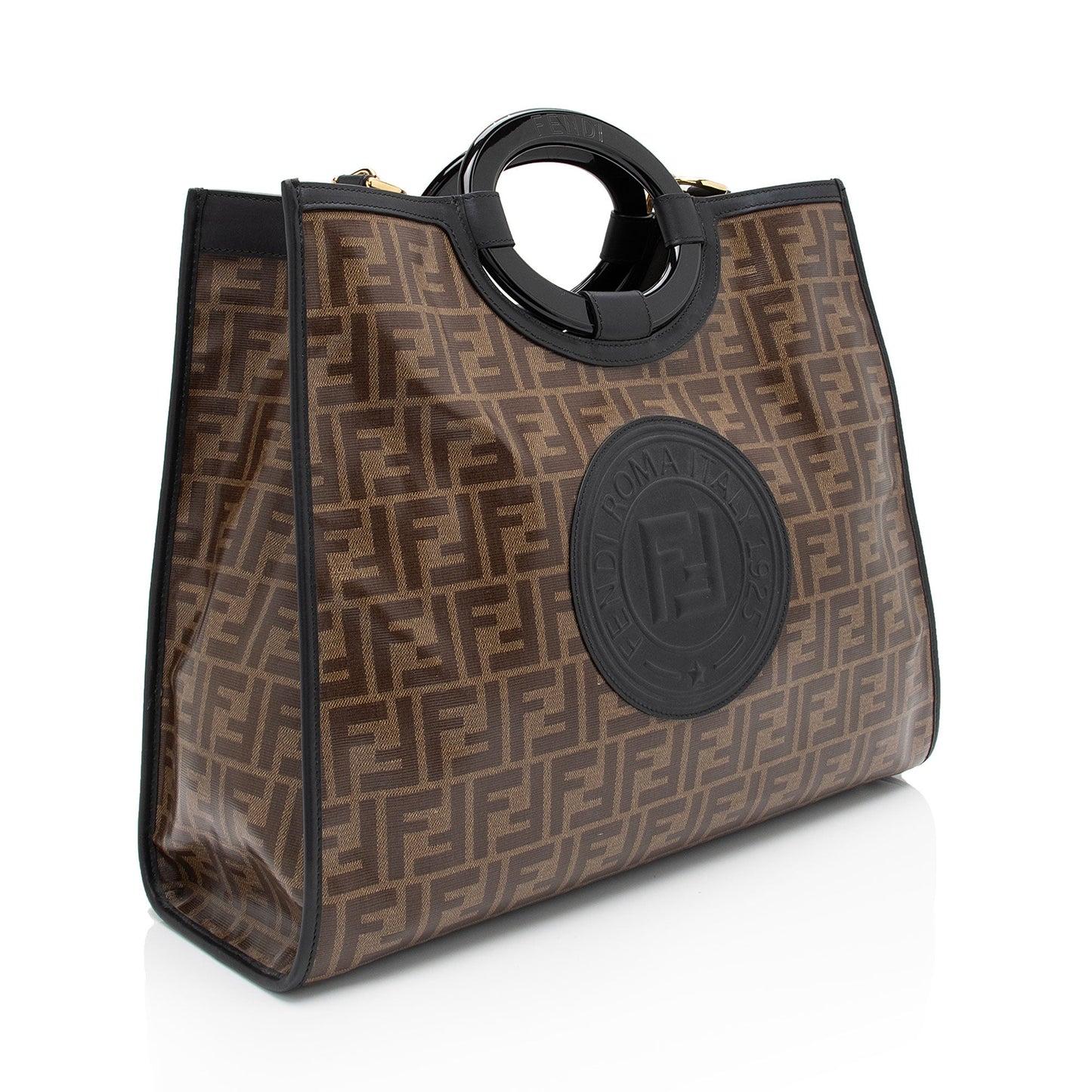 Fendi Ff Coated Runaway Shopper Tote Shf Tieahe Canvas Tote Bag
