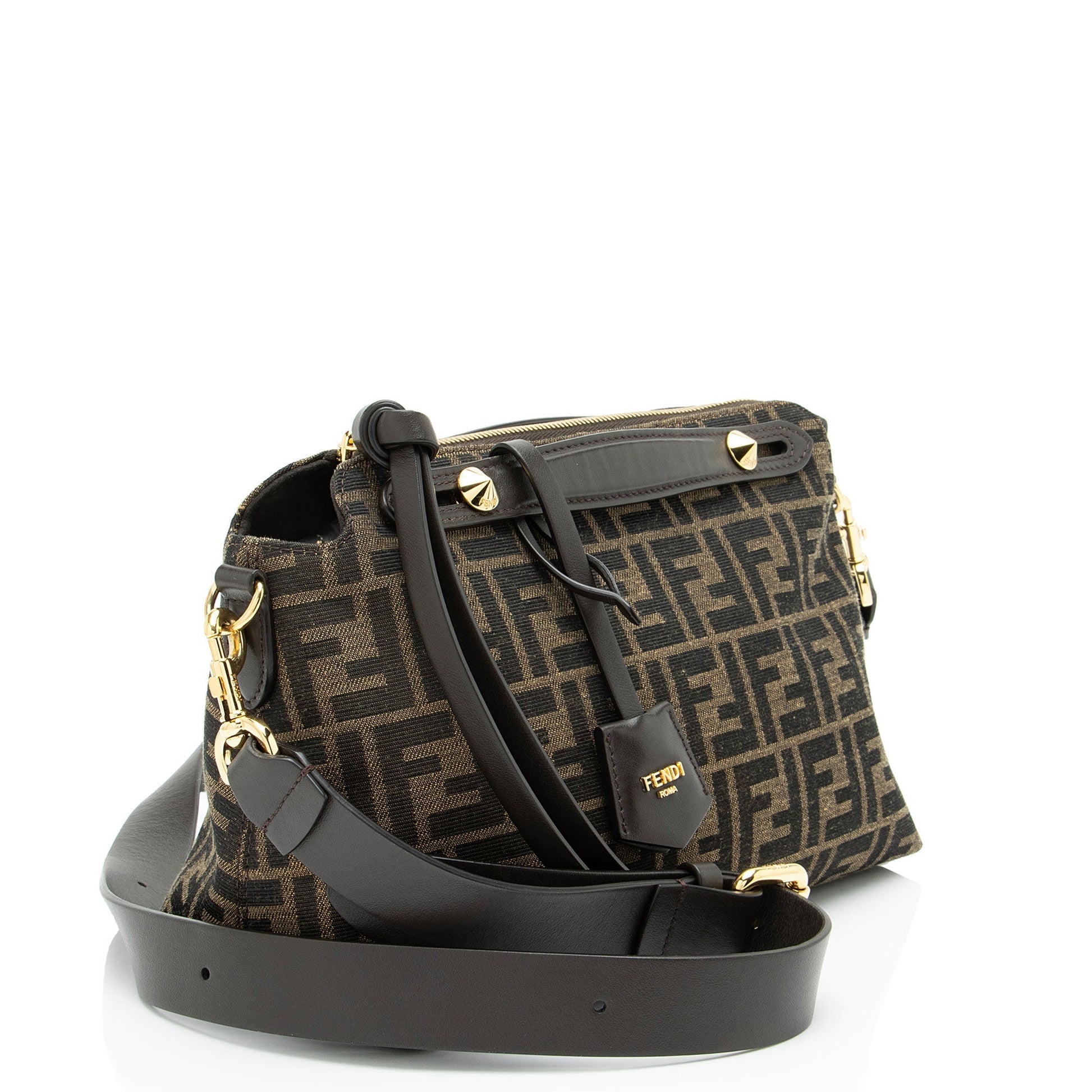 Fendi Ff By The Way Soft Boston Bag Canvas Medium Satchel Bag